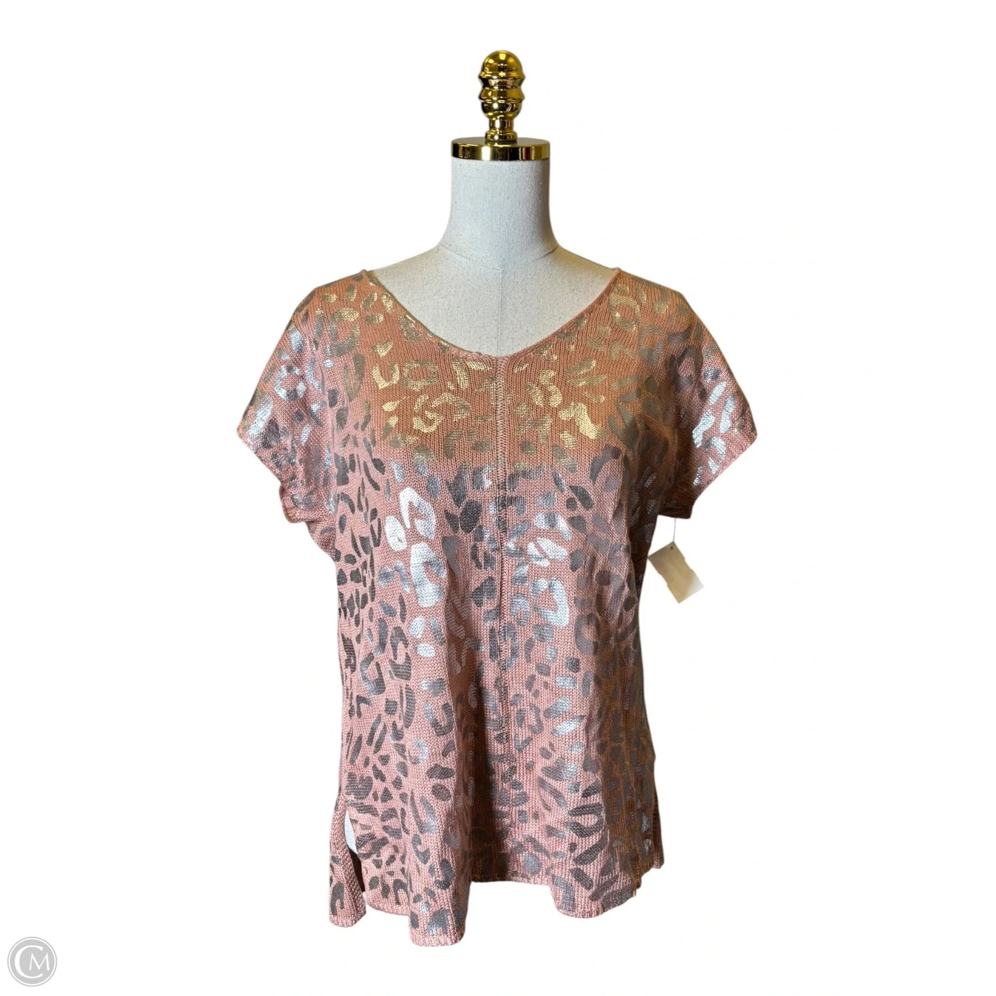Sweater Short Sleeve By Jodifl In Pink & Silver, Size: S