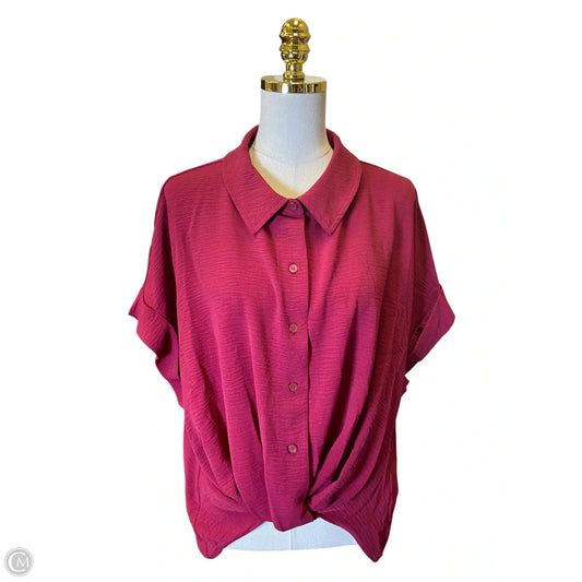 Blouse Short Sleeve By Dkny In Maroon, Size: Xl