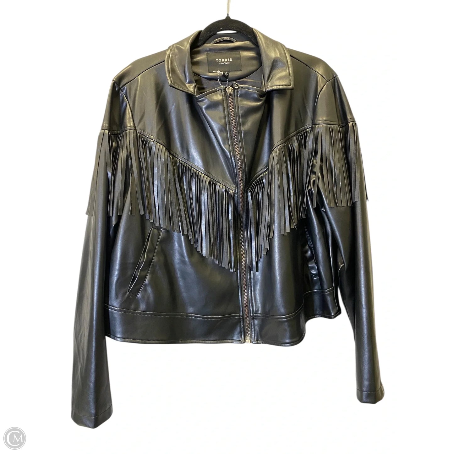 Jacket Leather By Torrid In Black, Size: 2x