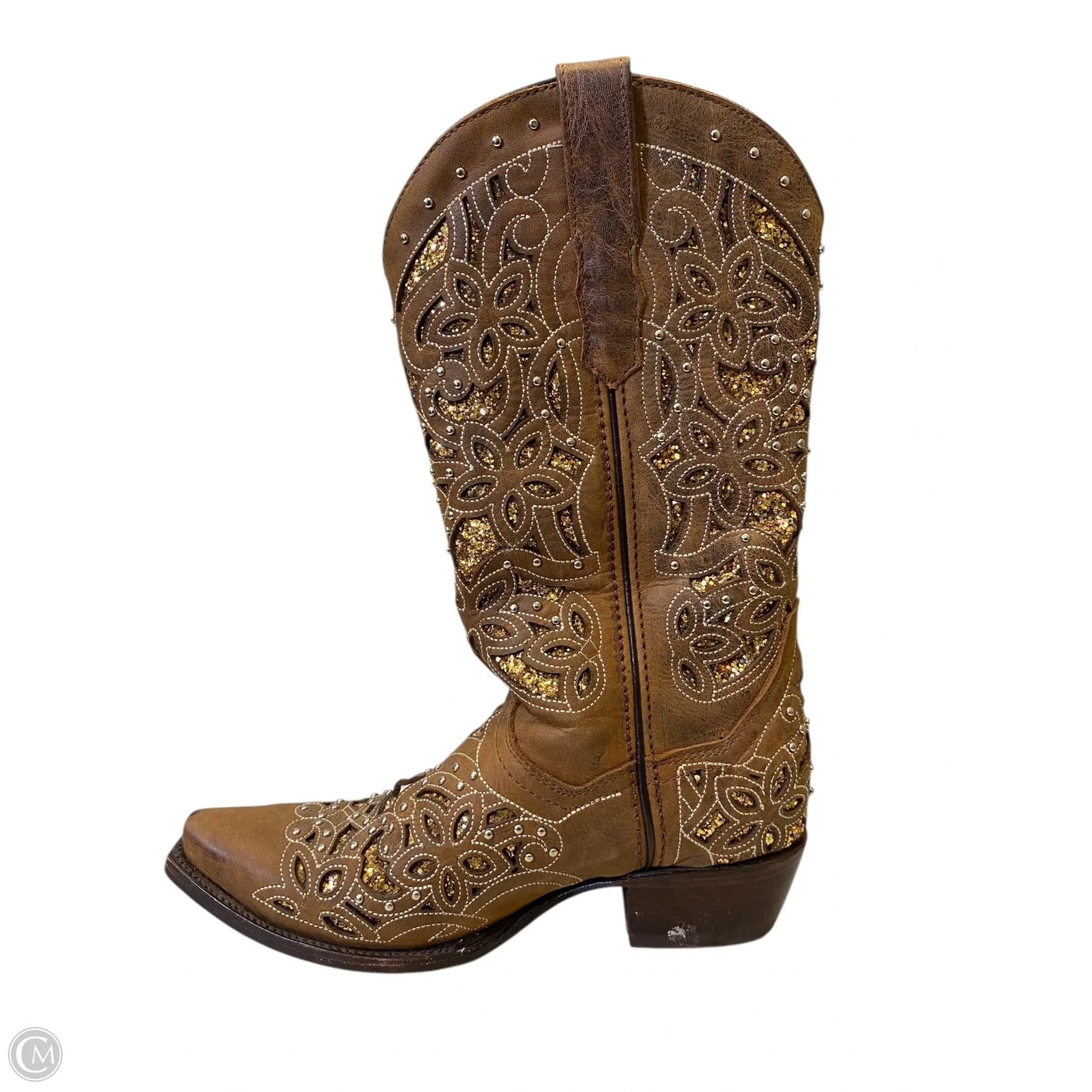 Boots Western By Clothes Mentor In Brown & Gold, Size: 9.5