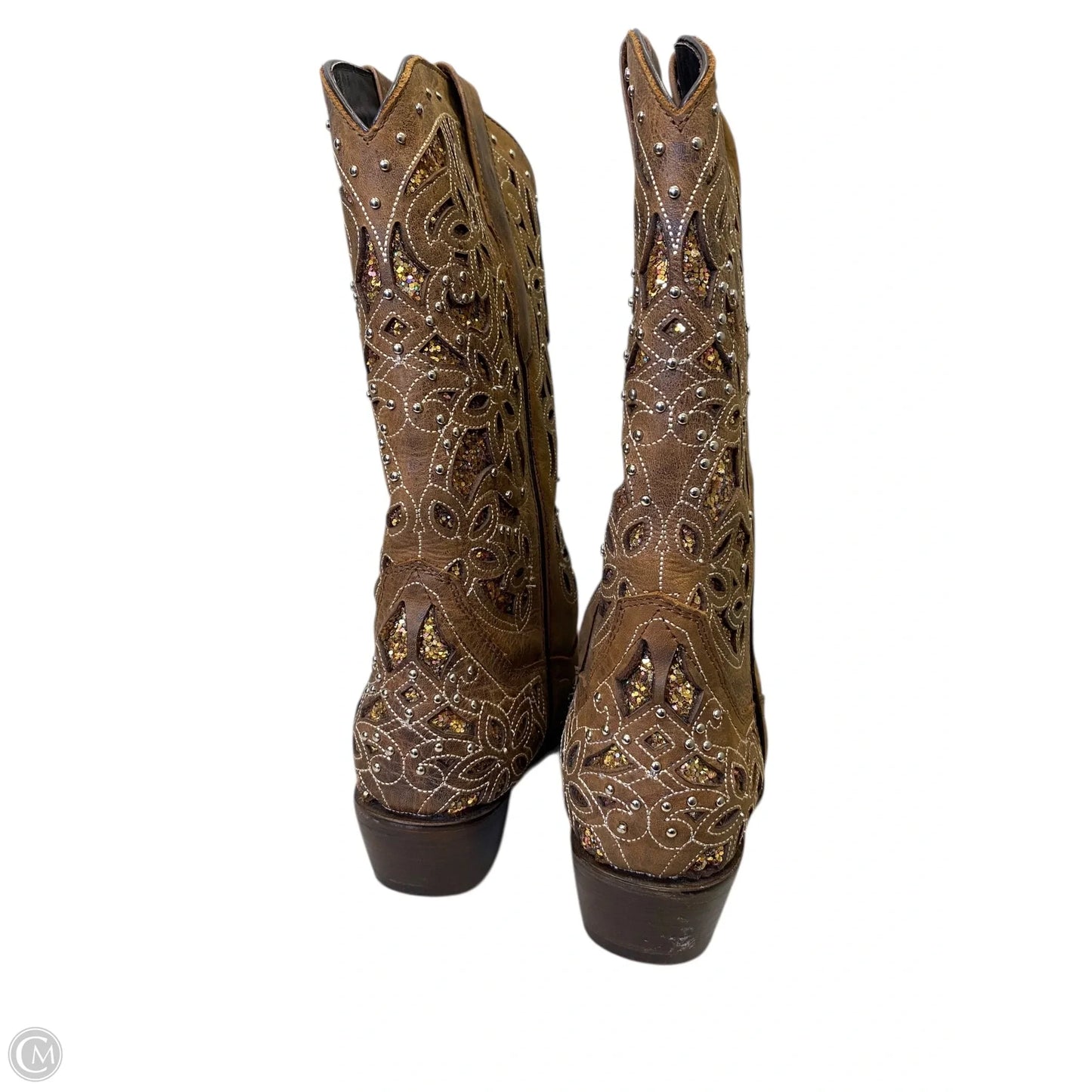 Boots Western By Clothes Mentor In Brown & Gold, Size: 9.5