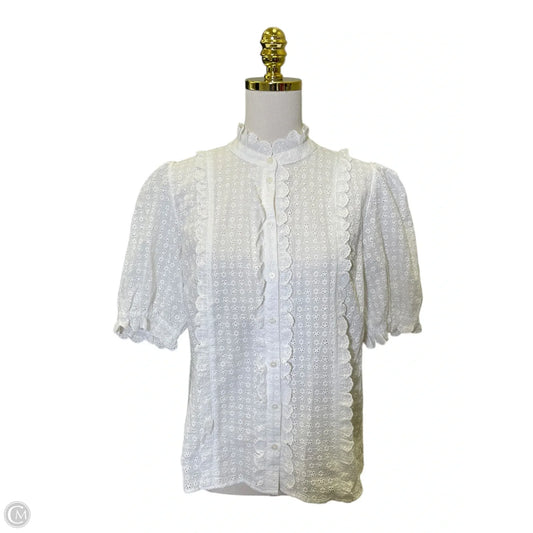 Blouse Short Sleeve By Boden In White, Size: M