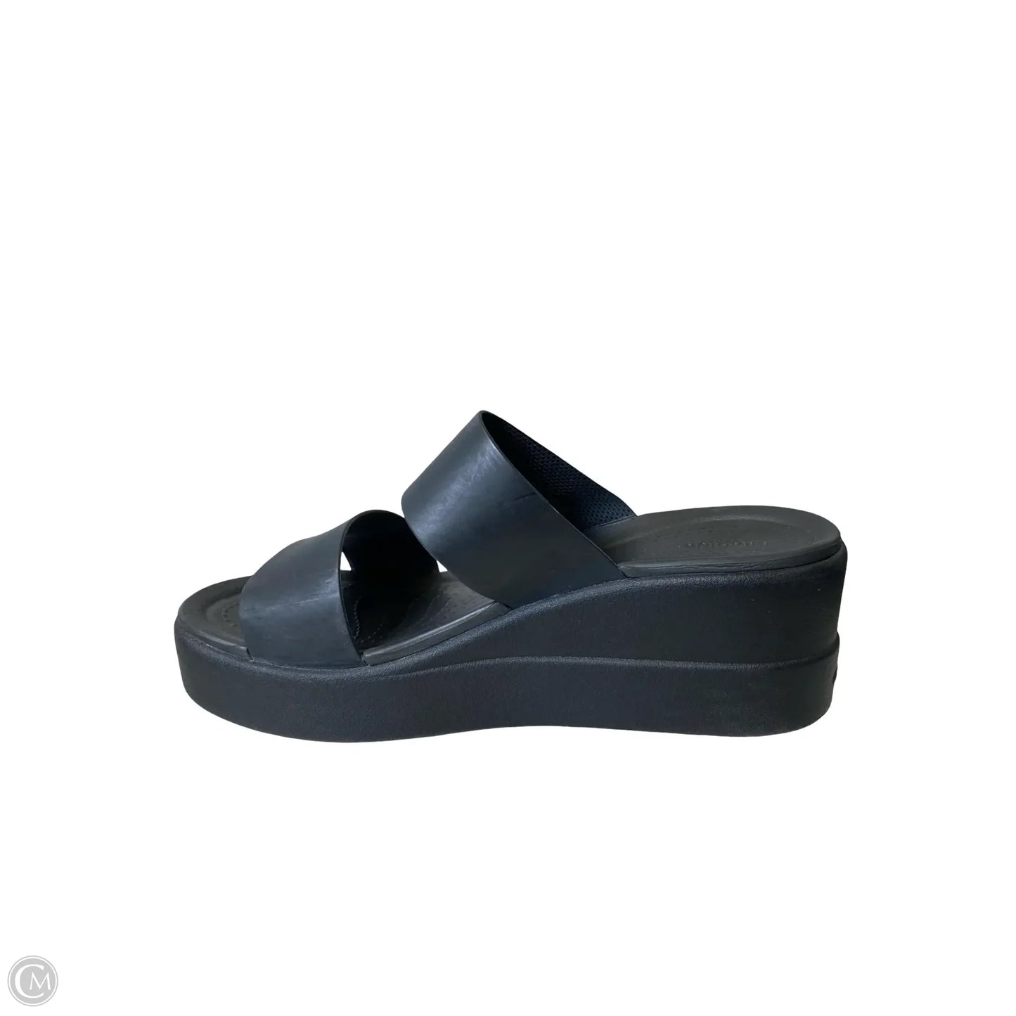 Sandals Heels Platform By Crocs In Black, Size: 7