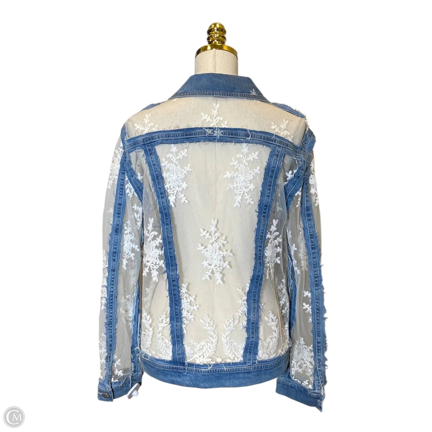 Jacket Denim By John Mark In Blue & White, Size: M