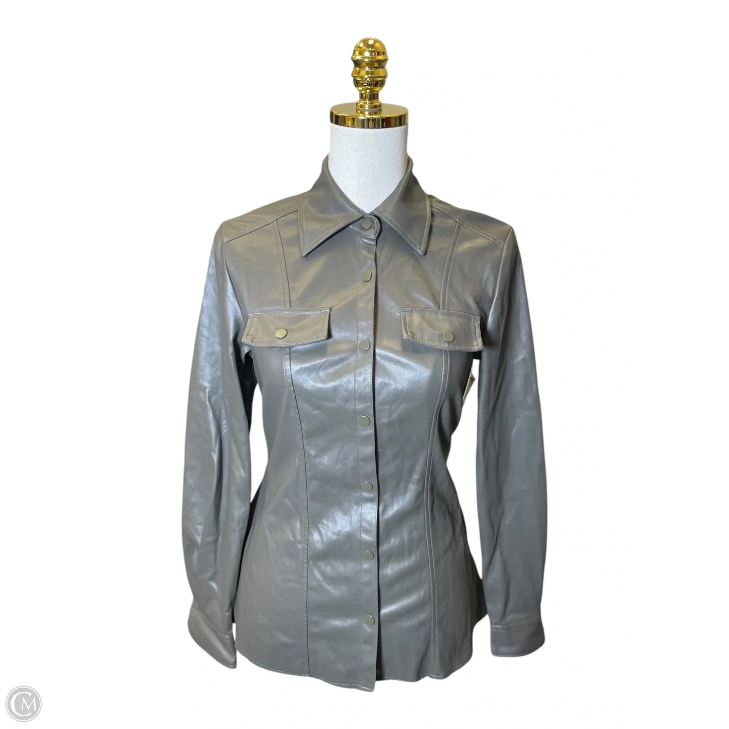 Jacket Leather By Philosophy In Grey, Size: Xs