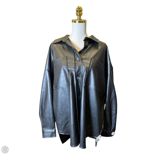 Jacket Leather By So In Black, Size: L