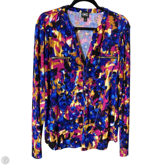 Blouse Long Sleeve By Inc In Multi-colored, Size: L