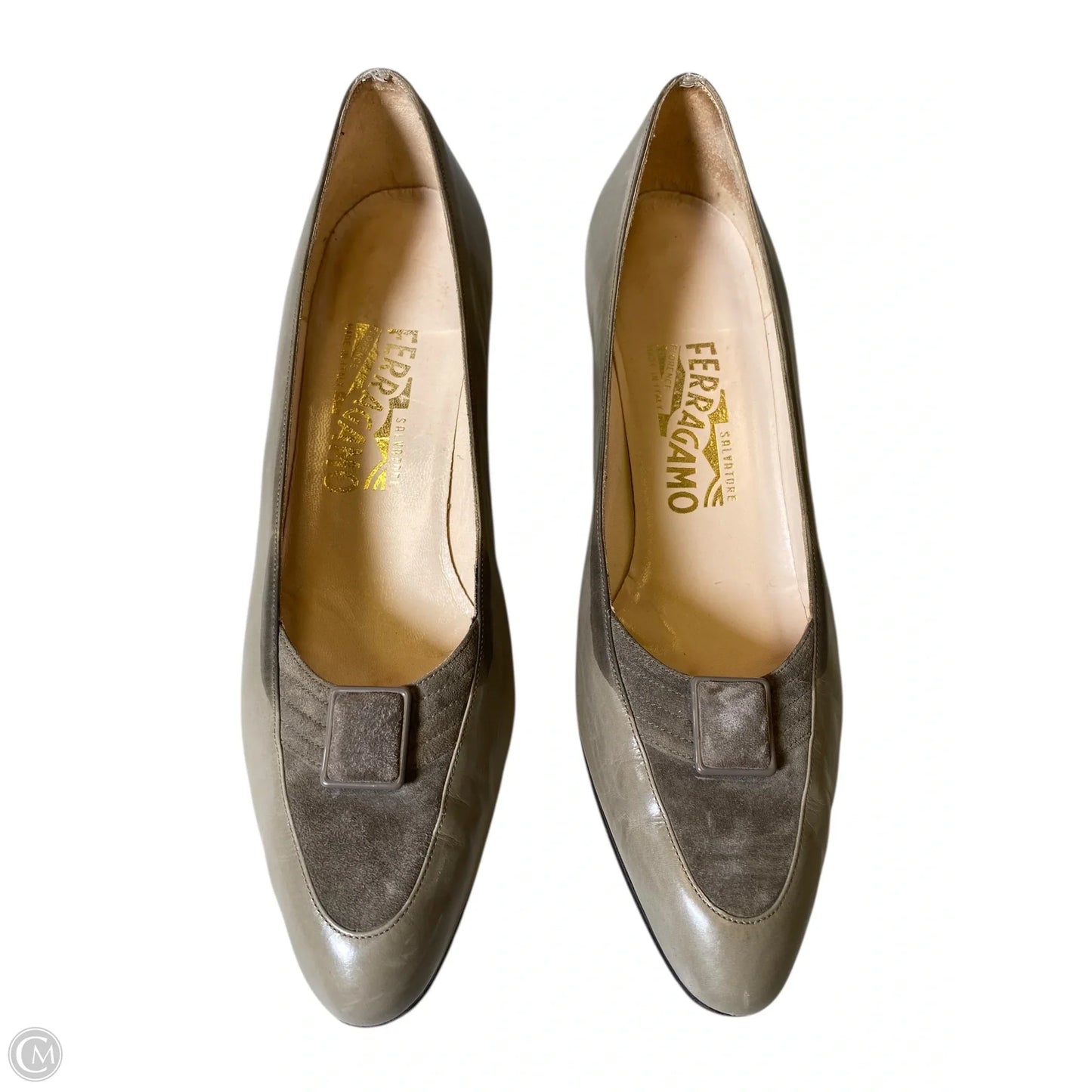 Shoes Luxury Designer By Ferragamo In Taupe, Size: 9