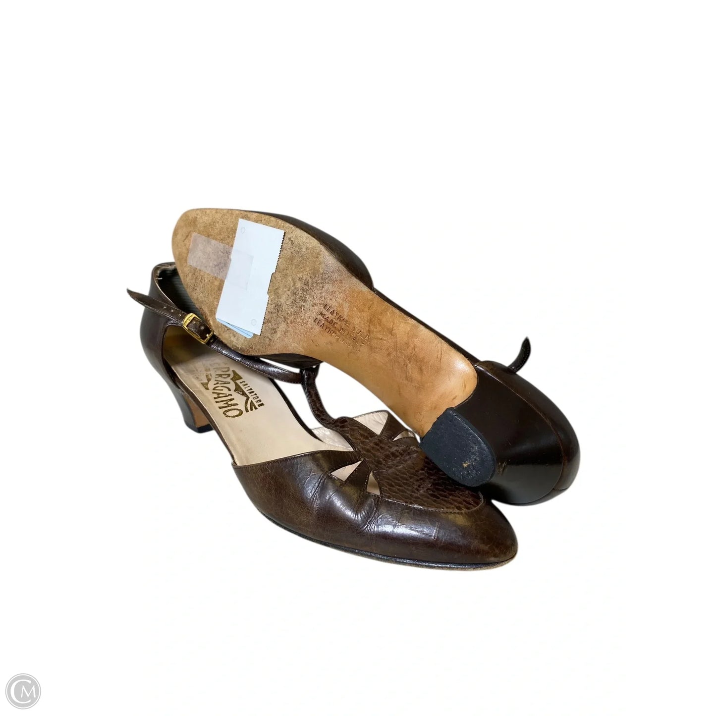 Shoes Luxury Designer By Ferragamo In Brown, Size: 10