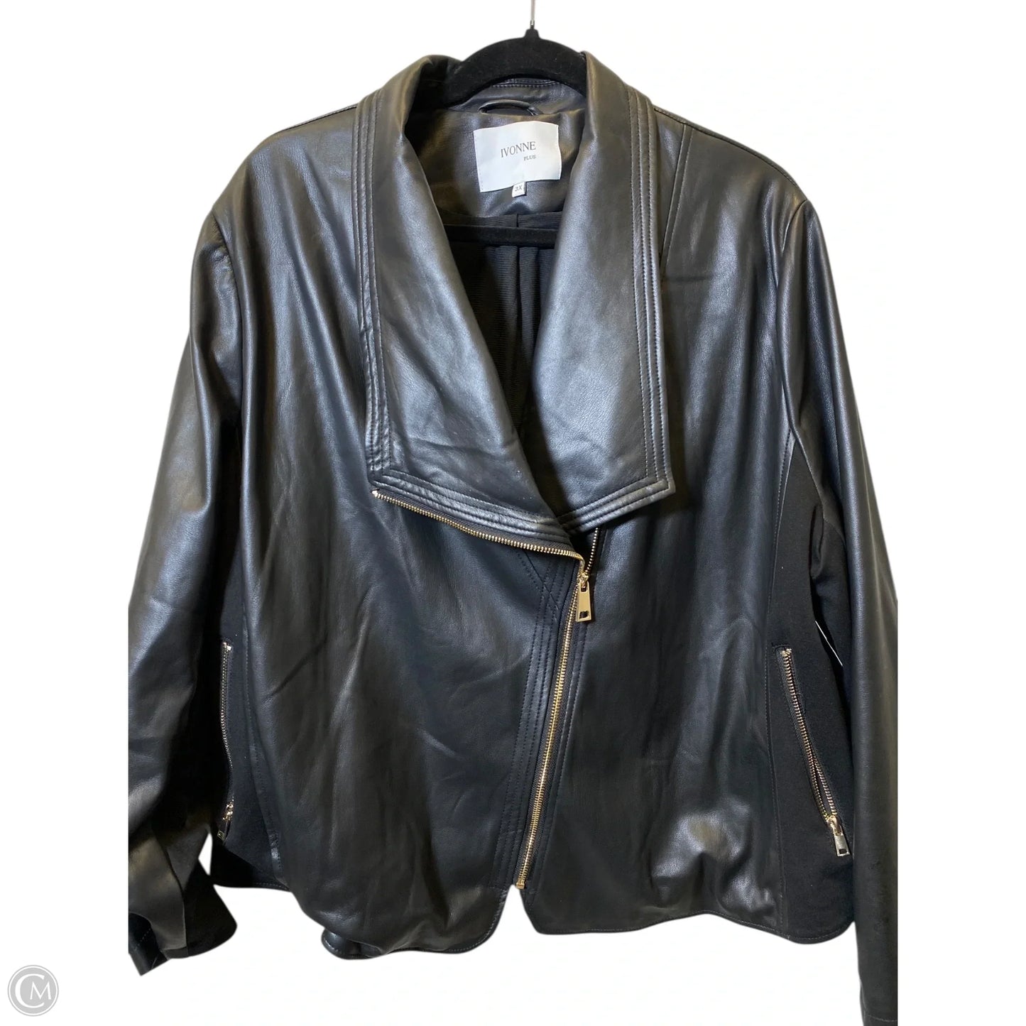 Jacket Leather By Clothes Mentor In Black, Size: 3x