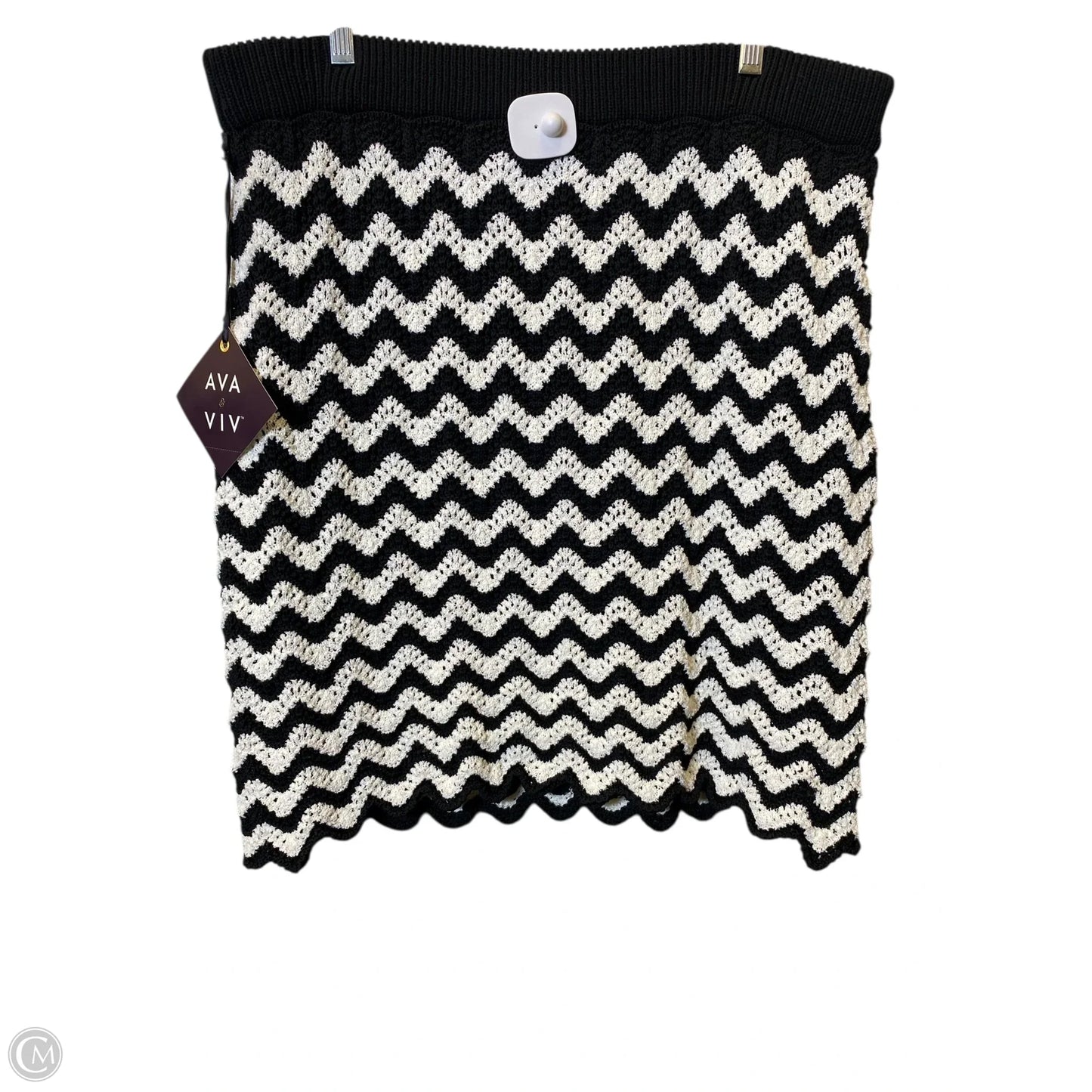 Skirt Midi By Ava & Viv In Black & White, Size: Xxl