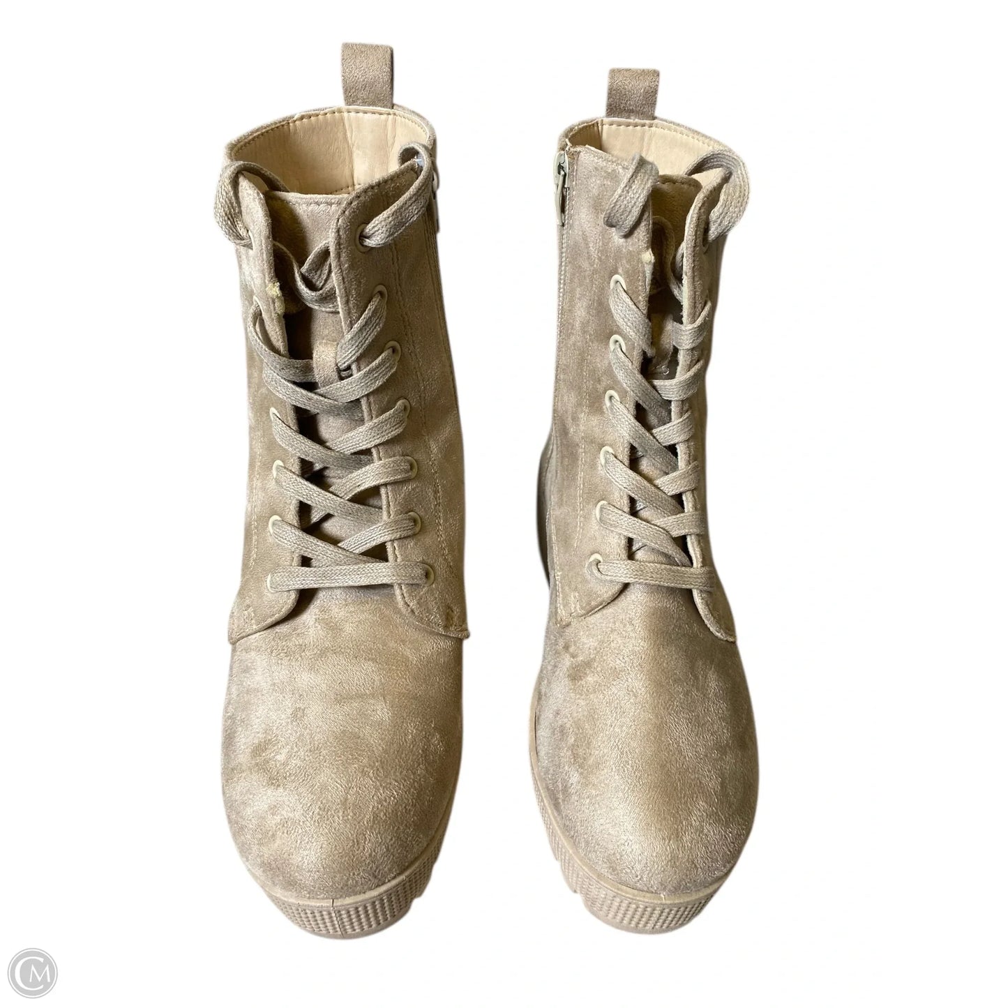 Boots Mid-calf Heels By Chinese Laundry In Beige, Size: 9