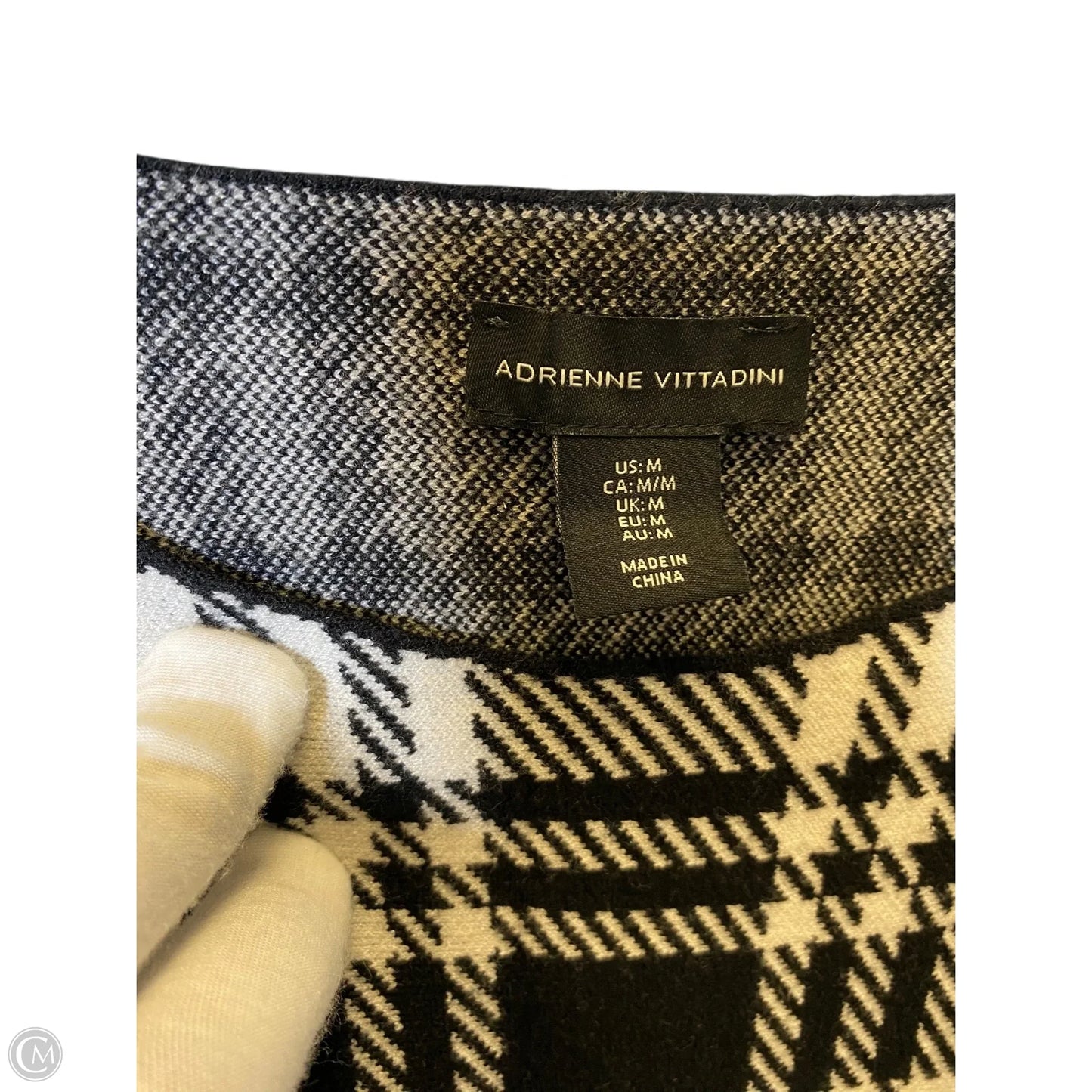 Sweater By Adrienne Vittadini In Black & White, Size: M