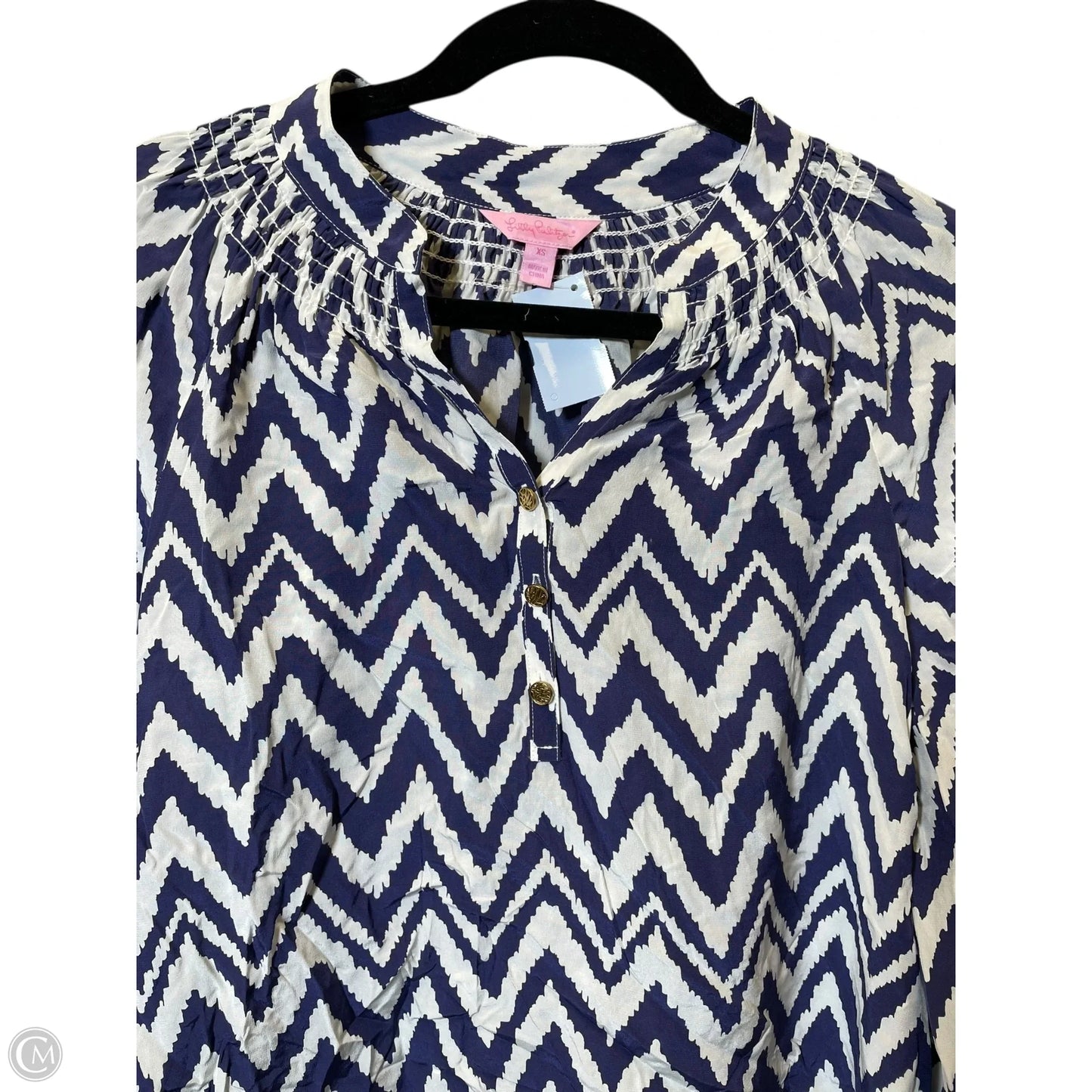 Blouse Designer By Lilly Pulitzer In Purple & White, Size: Xs