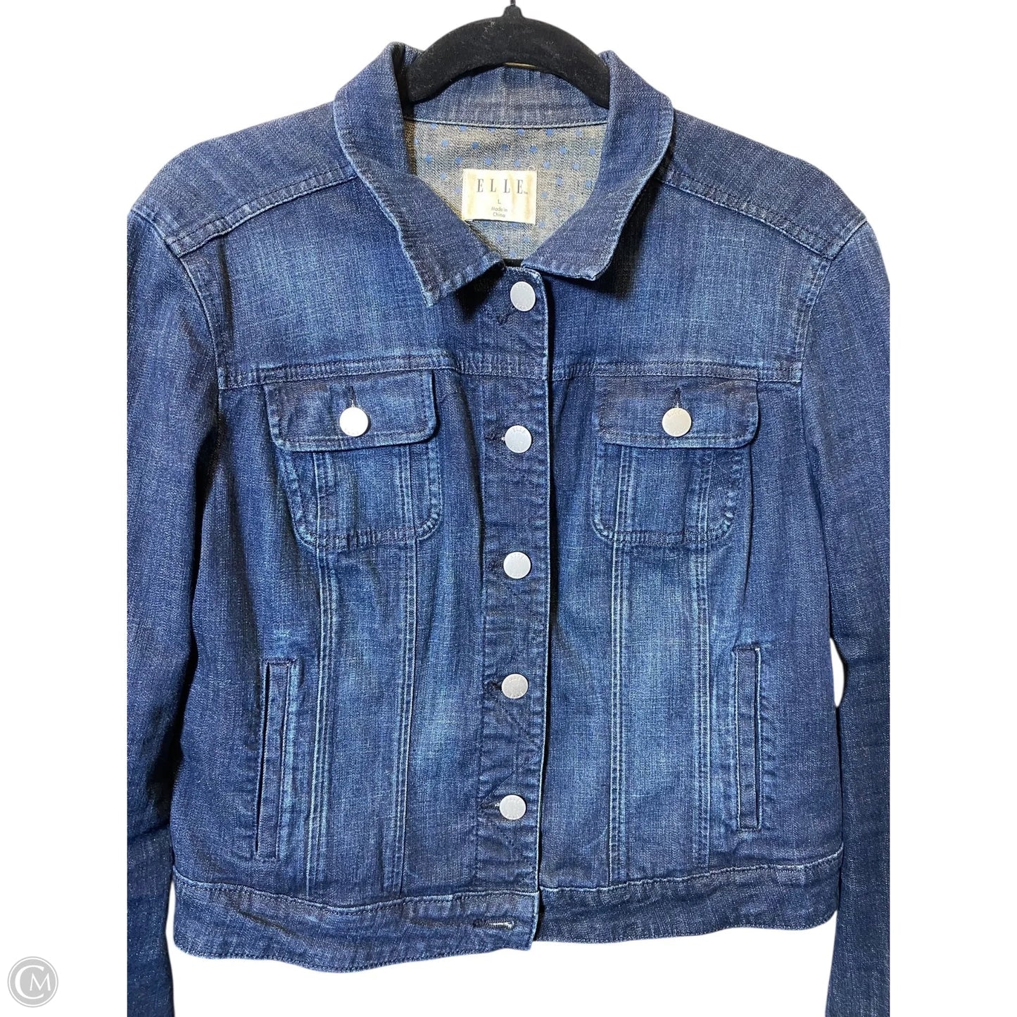 Jacket Denim By Elle In Blue Denim, Size: L