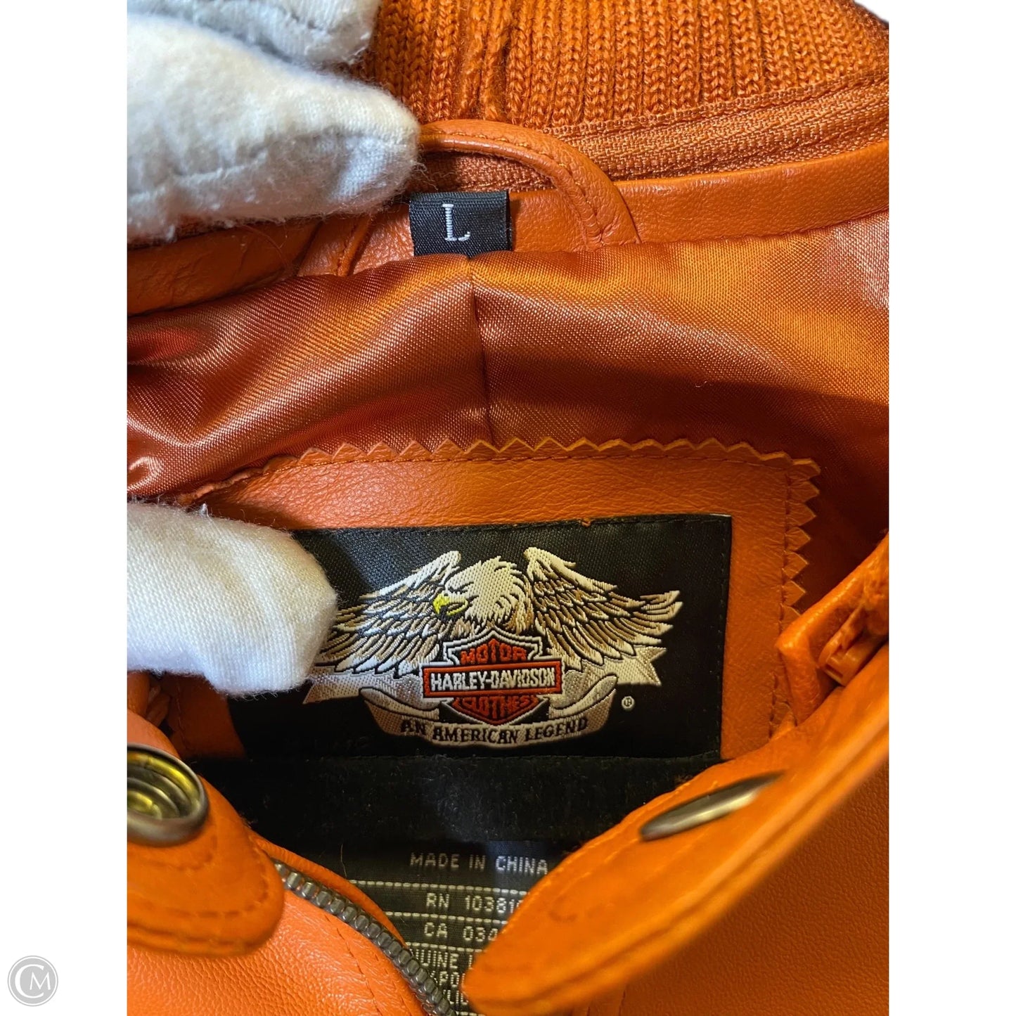 Jacket Leather By Harley Davidson In Orange, Size: L