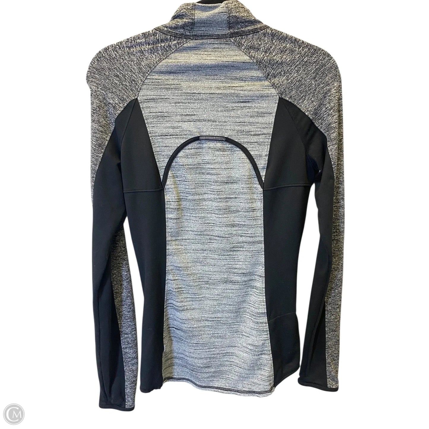 Athletic Top Long Sleeve Collar By Athleta In Black & Grey, Size: S