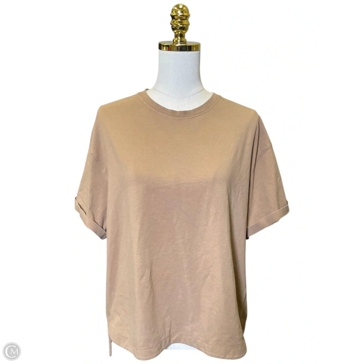 Athletic Top Short Sleeve By Athleta In Beige, Size: L
