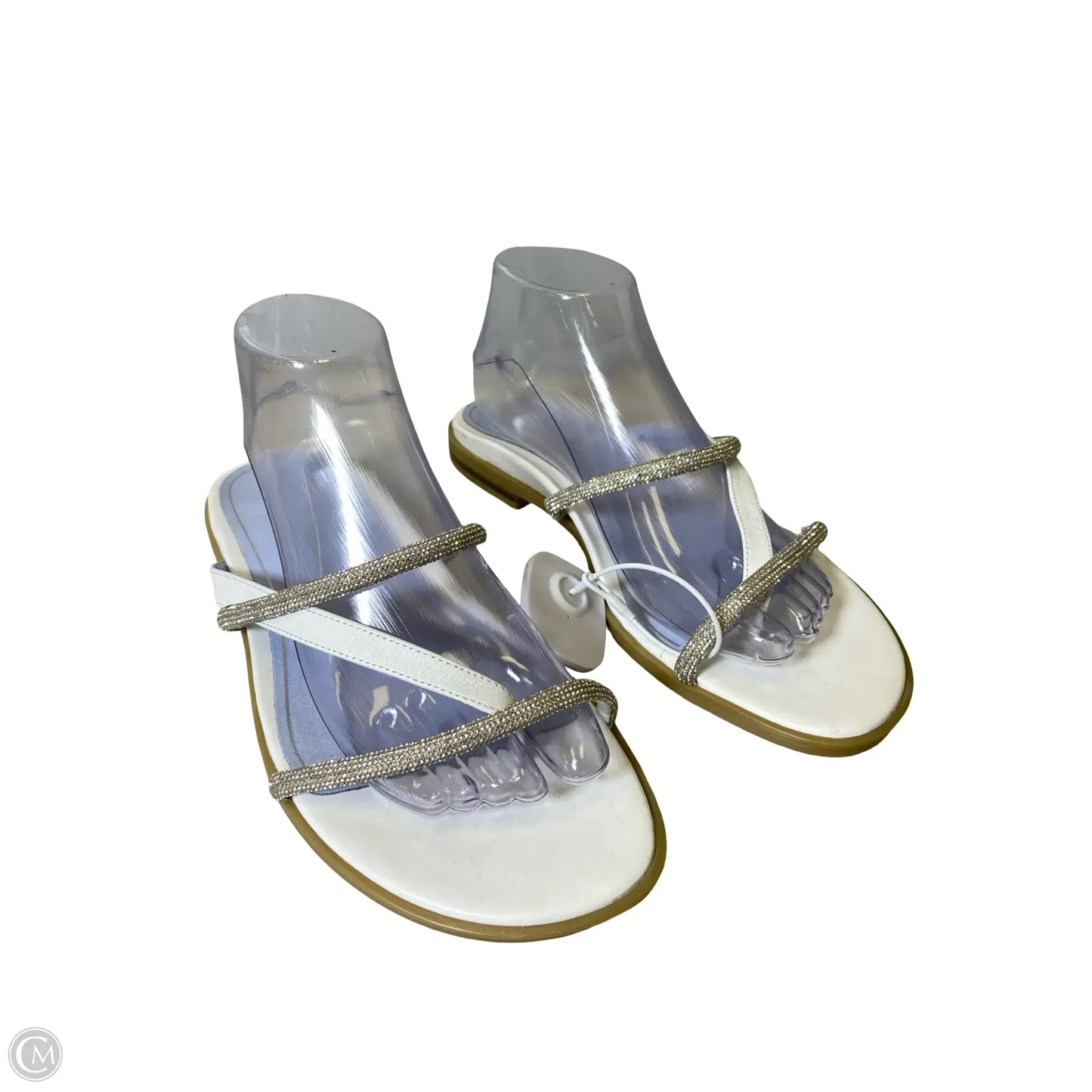 Sandals Flats By Vionic In Silver & White, Size: 9