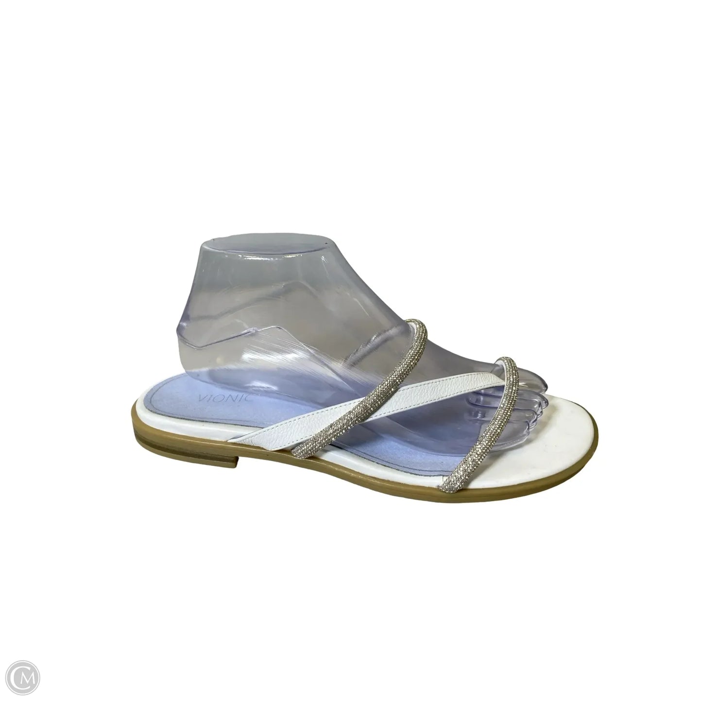 Sandals Flats By Vionic In Silver & White, Size: 9