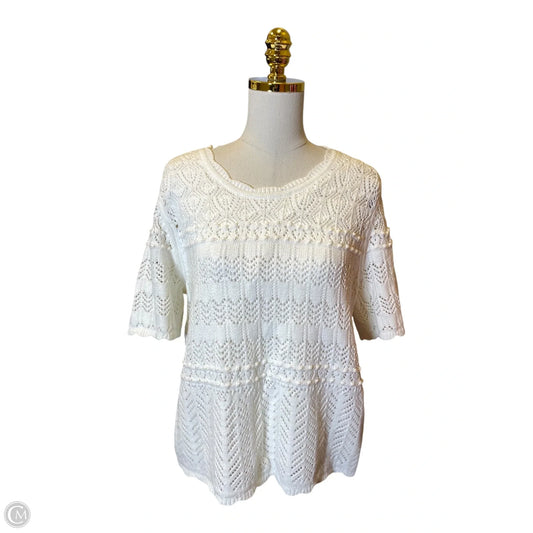 Top Short Sleeve By Talbots In White, Size: Xl
