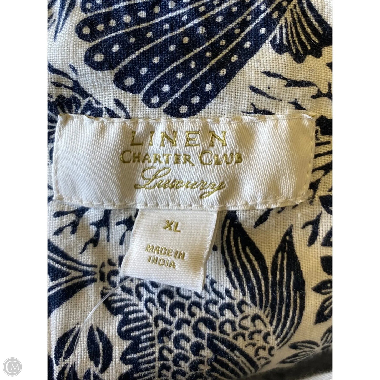 Top Long Sleeve By Charter Club In Blue & White, Size: Xl