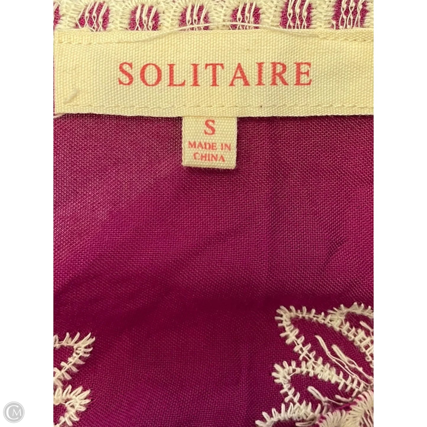 Top Long Sleeve By Solitaire In Purple & White, Size: S