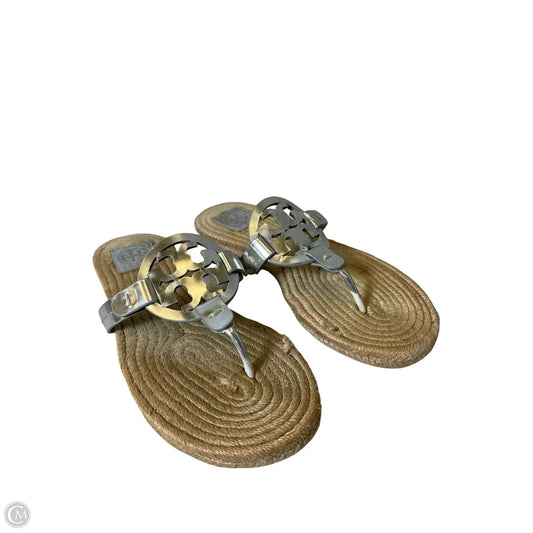 Sandals Designer By Tory Burch In Silver, Size: 8
