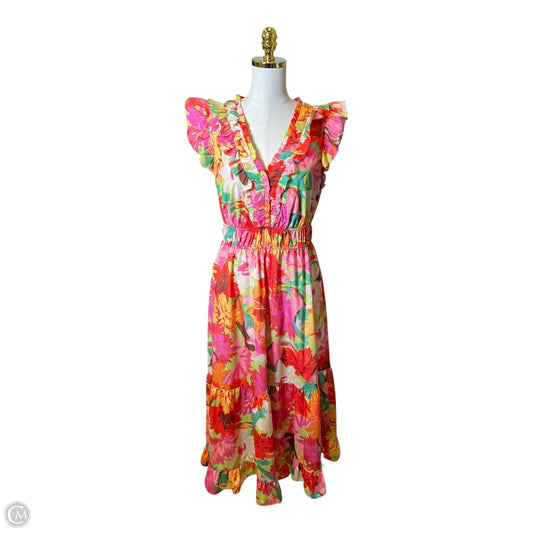 Dress Casual Midi By Vince Camuto In Floral Print, Size: 10