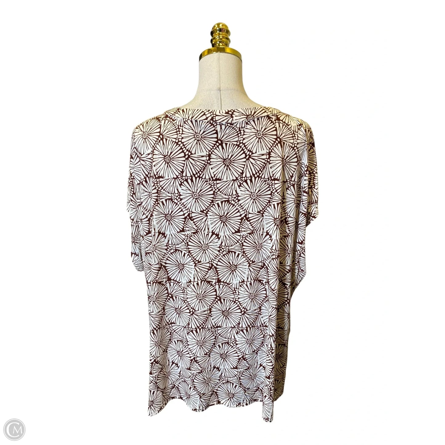 Top Short Sleeve By Cure In Brown & White, Size: 3x