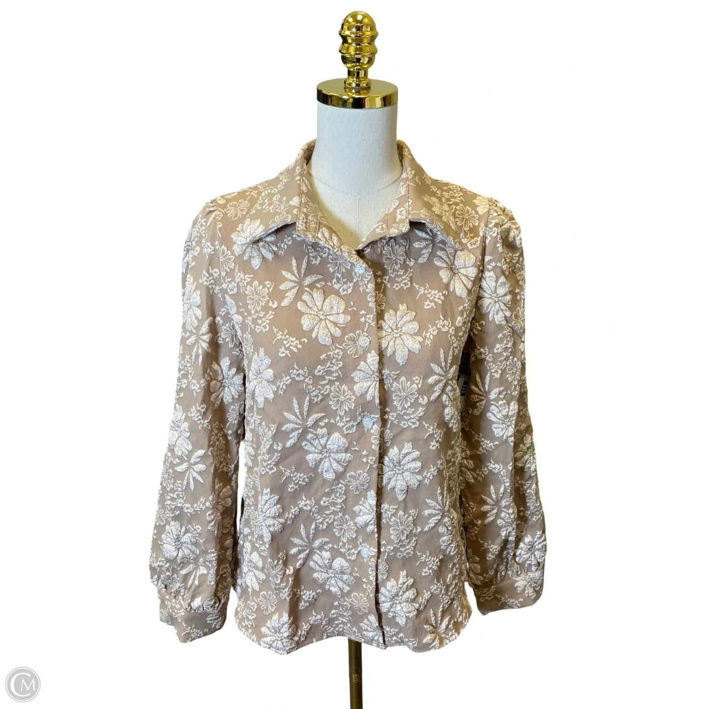 Top Long Sleeve By Clothes Mentor In Cream & Tan, Size: M