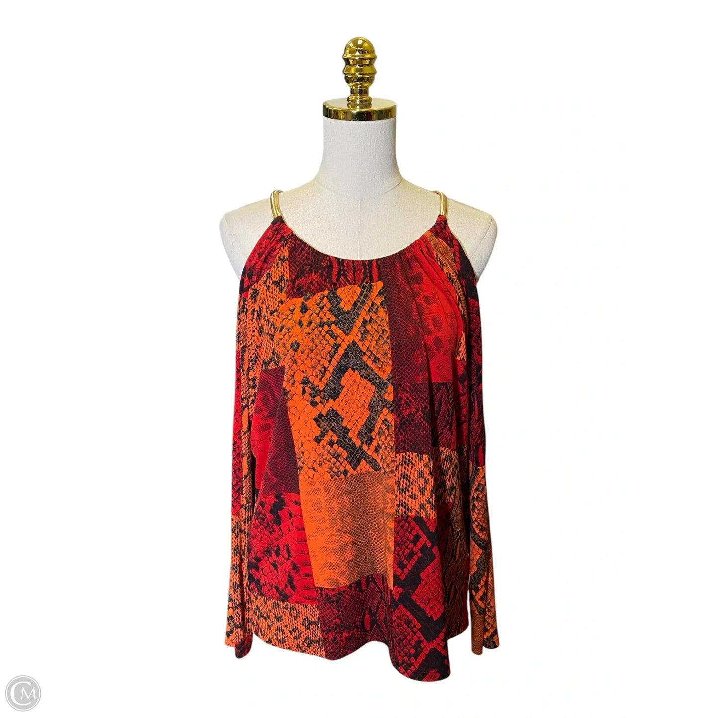 Top Long Sleeve By Michael By Michael Kors In Snakeskin Print, Size: L