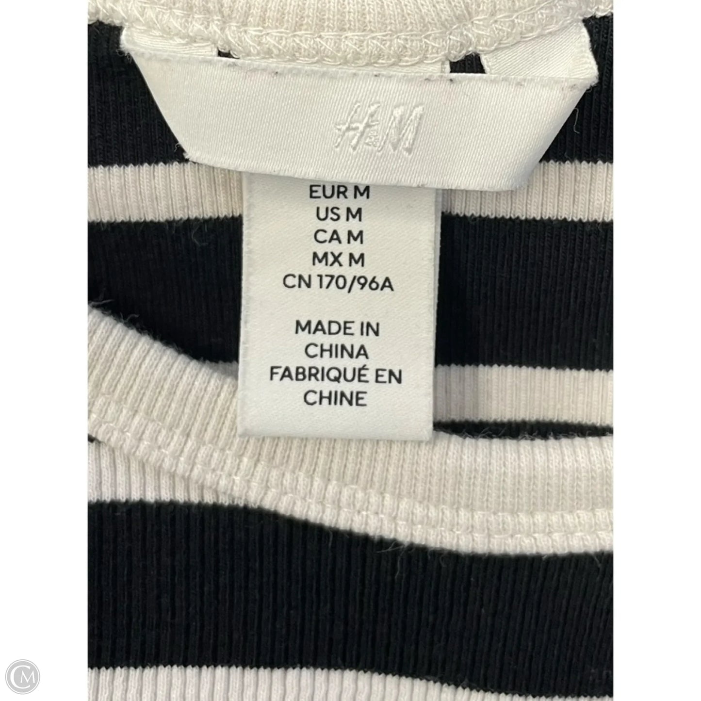 Top Sleeveless By H&m In Black & White, Size: M