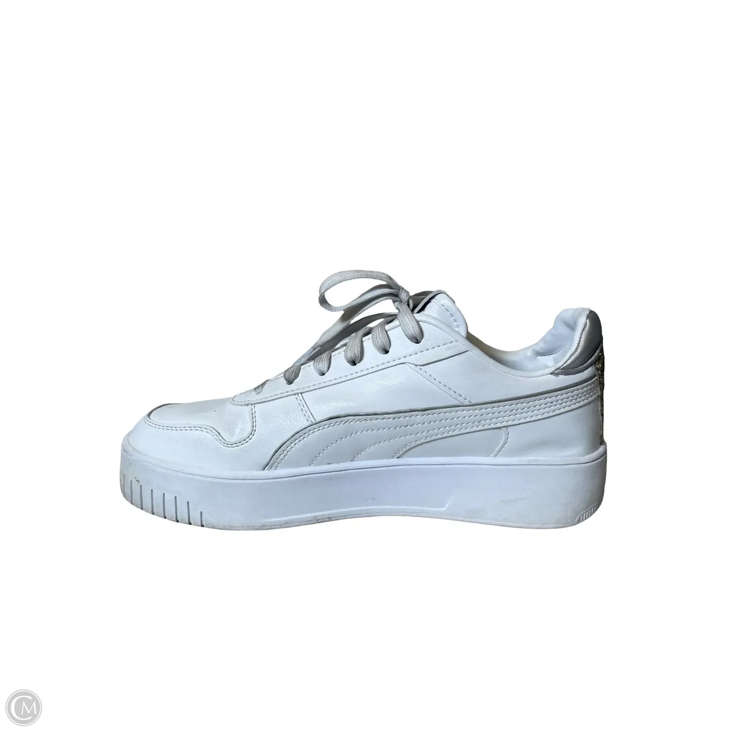 Shoes Flats By Puma In Gold & White, Size: 8