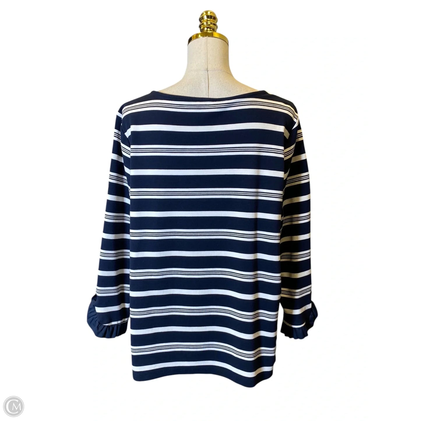 Top Long Sleeve By Ann Taylor In Blue & White, Size: Xl