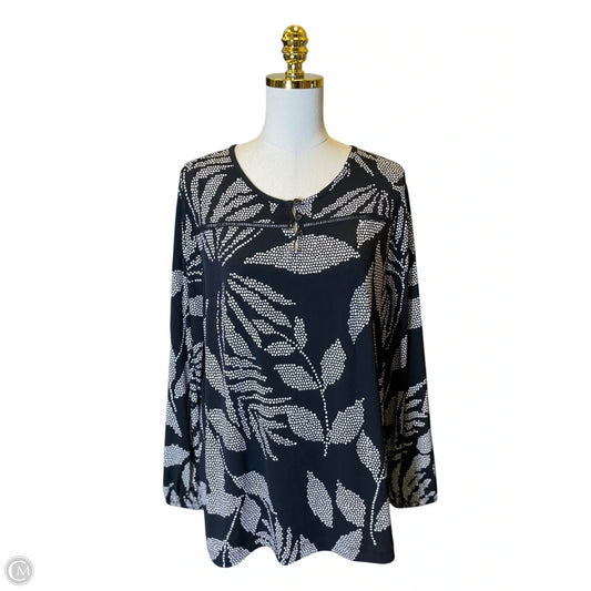 Top Long Sleeve By Chicos In Black & White, Size: Xl