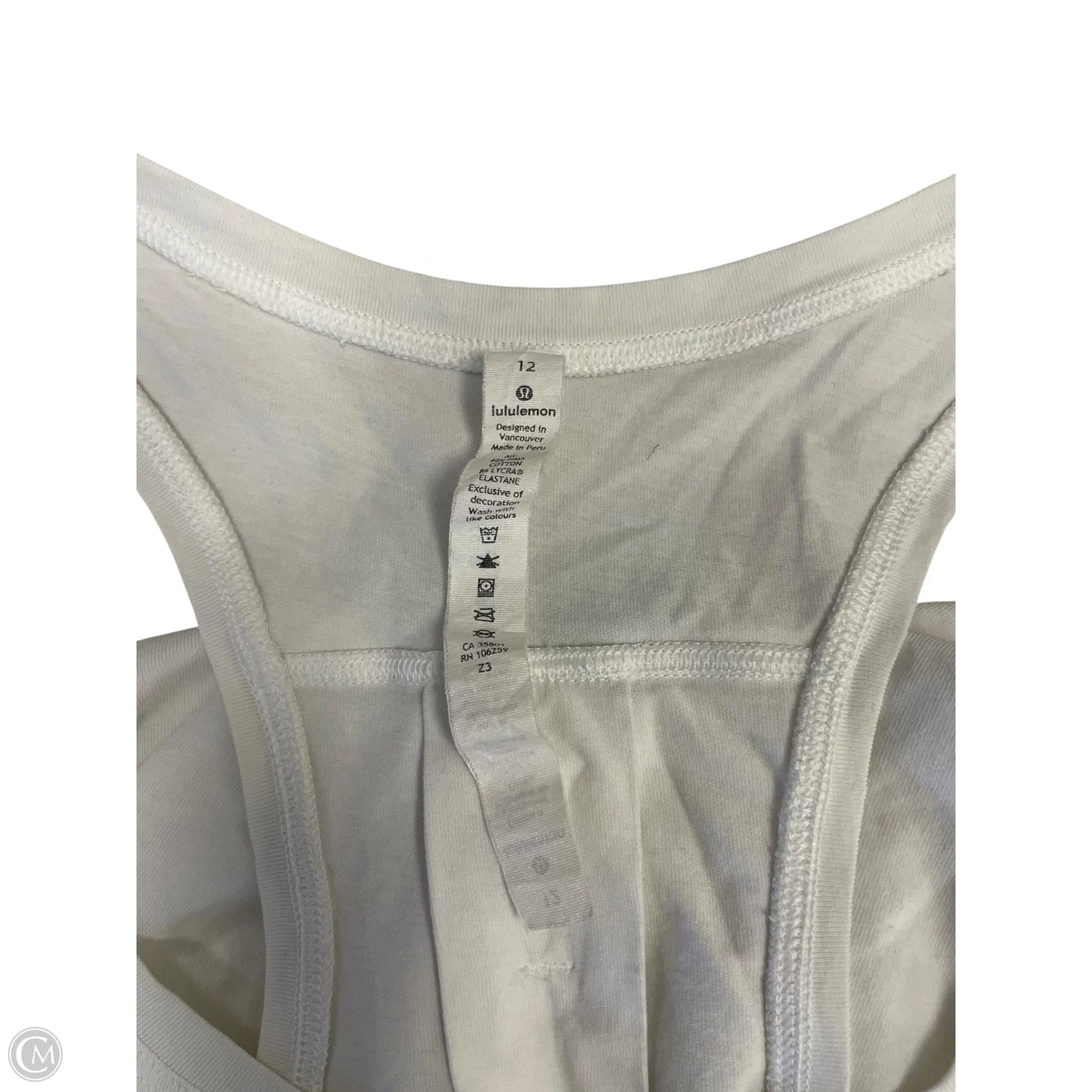 Athletic Tank Top By Lululemon In White, Size: L