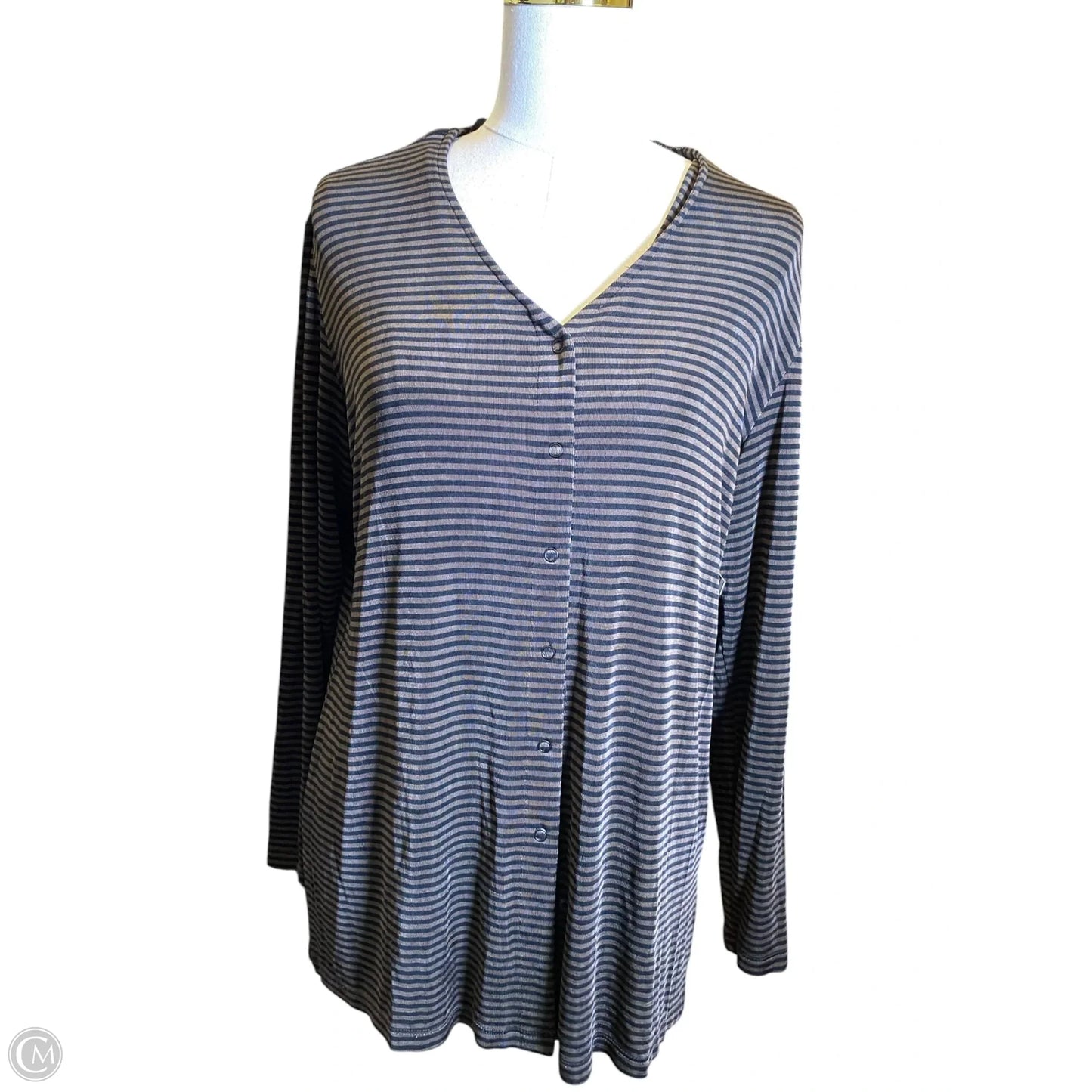 Top Long Sleeve By Chicos In Black & Brown, Size: L