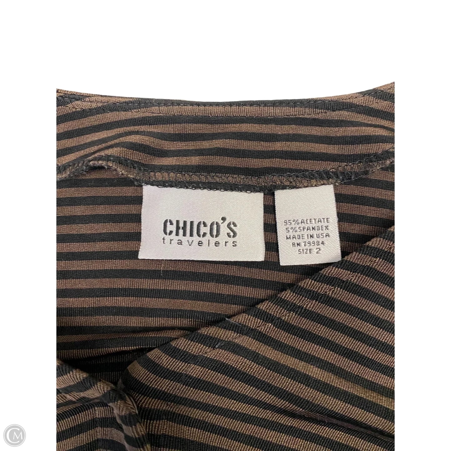 Top Long Sleeve By Chicos In Black & Brown, Size: L