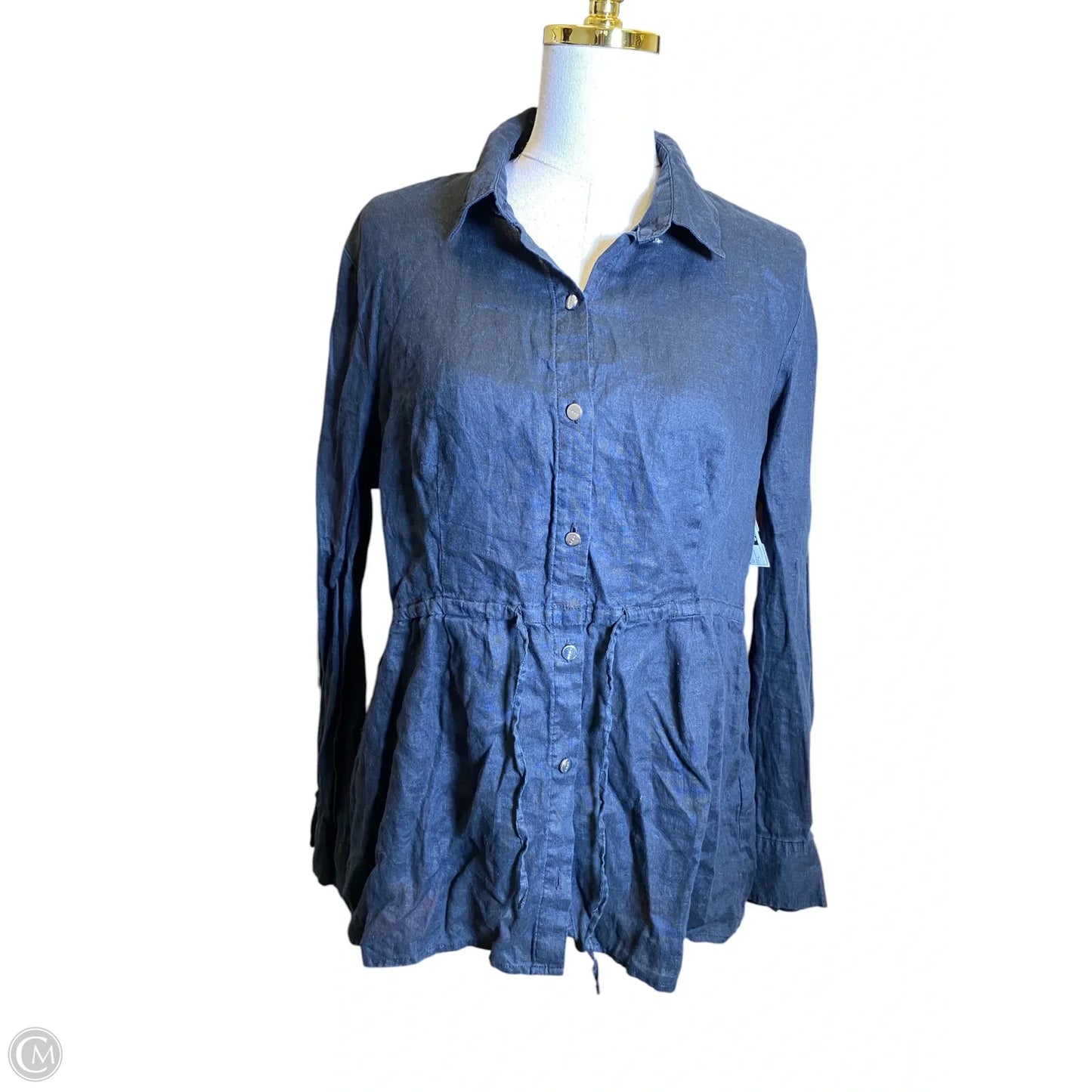 Top Long Sleeve By Dkny In Navy, Size: L