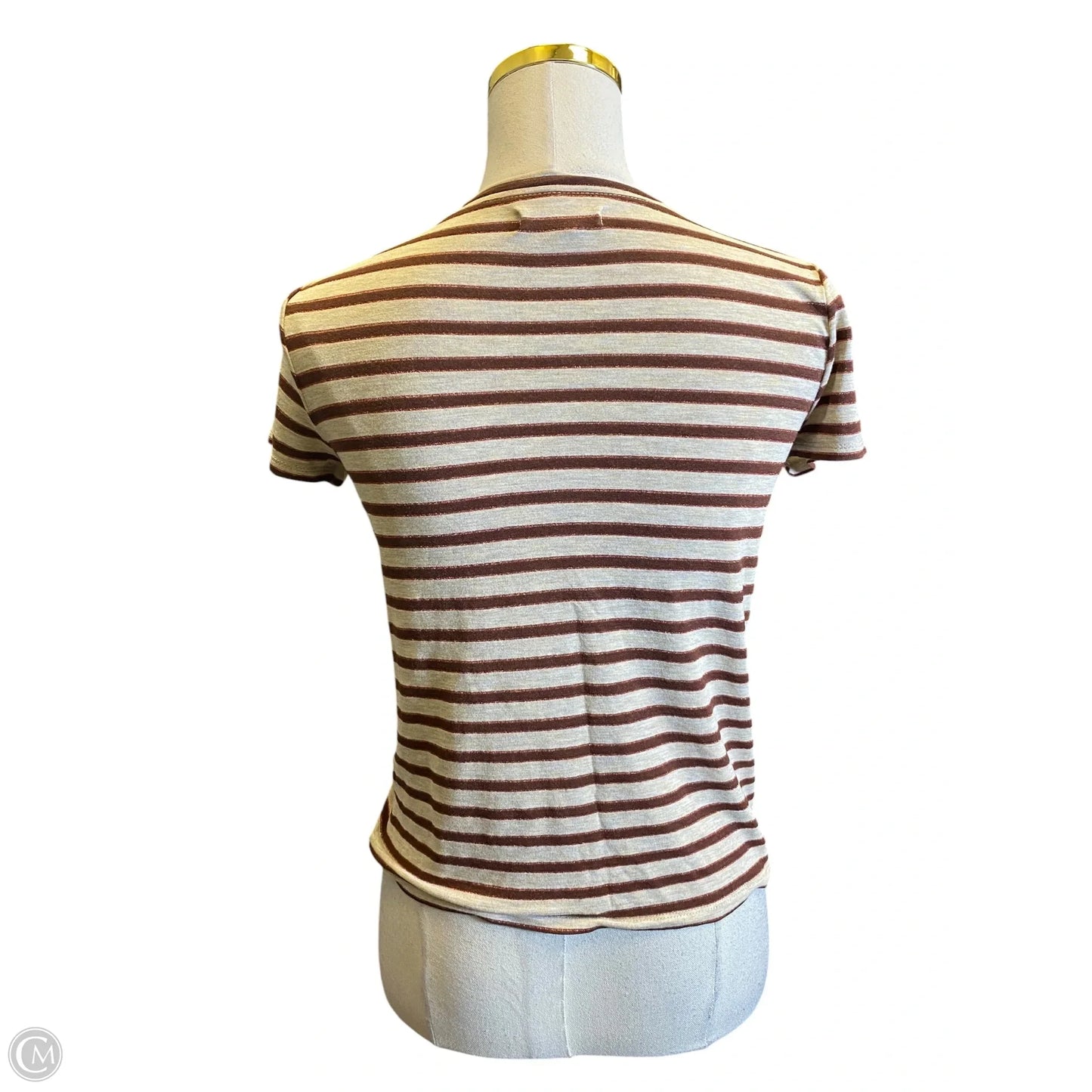Top Short Sleeve By Madewell In Brown & Cream, Size: Xs