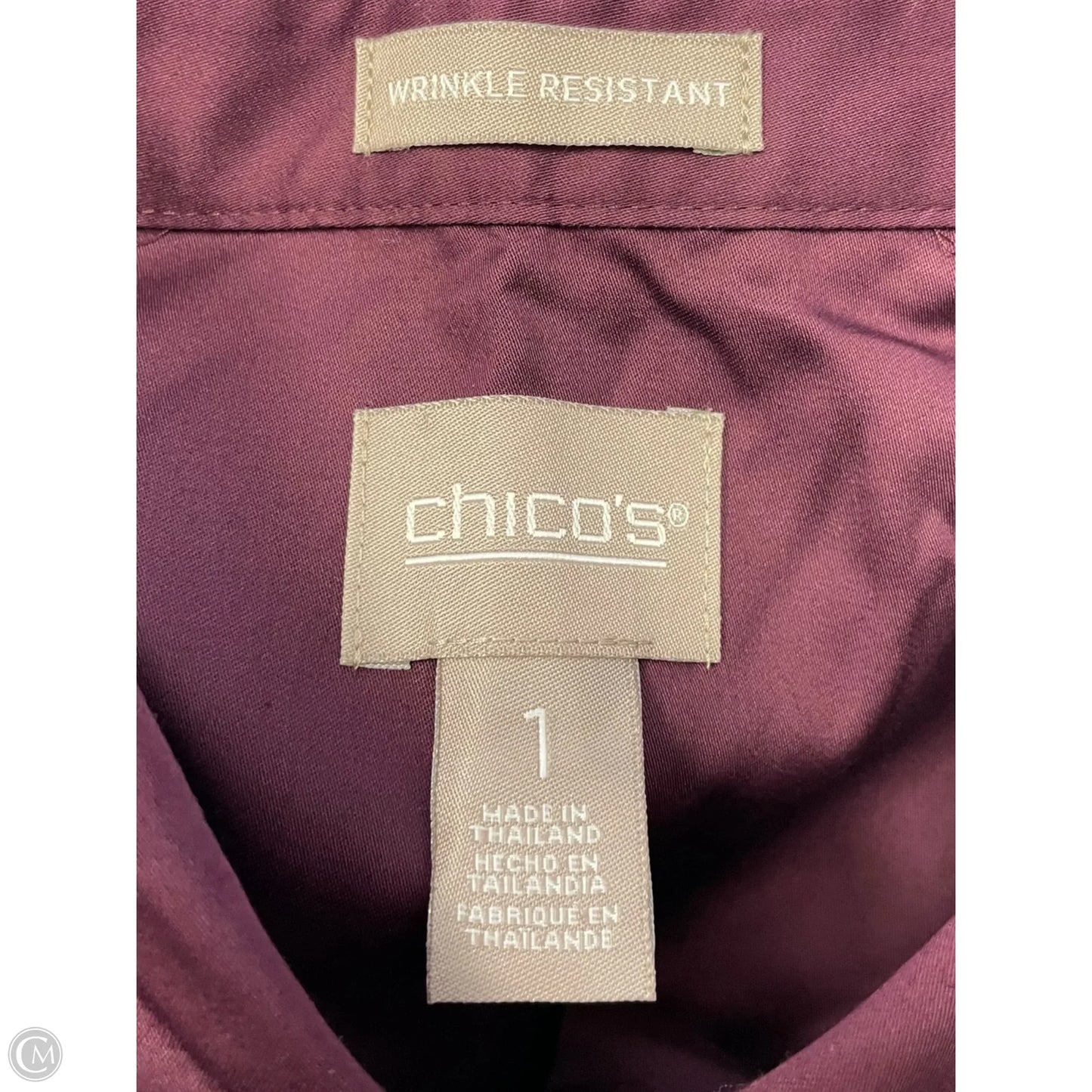 Top Long Sleeve By Chicos In Maroon, Size: M