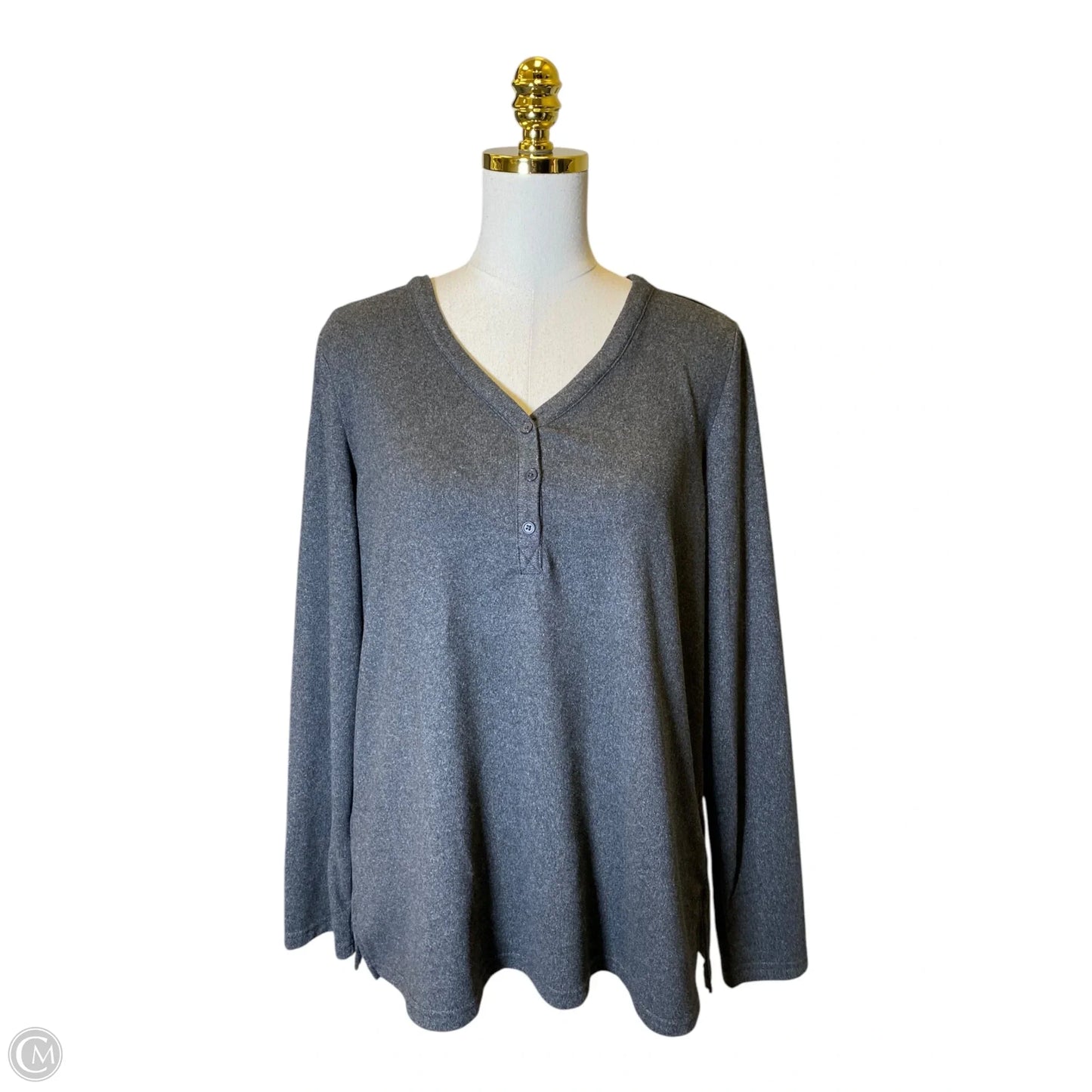 Top Long Sleeve By Mario Serrani In Grey, Size: L
