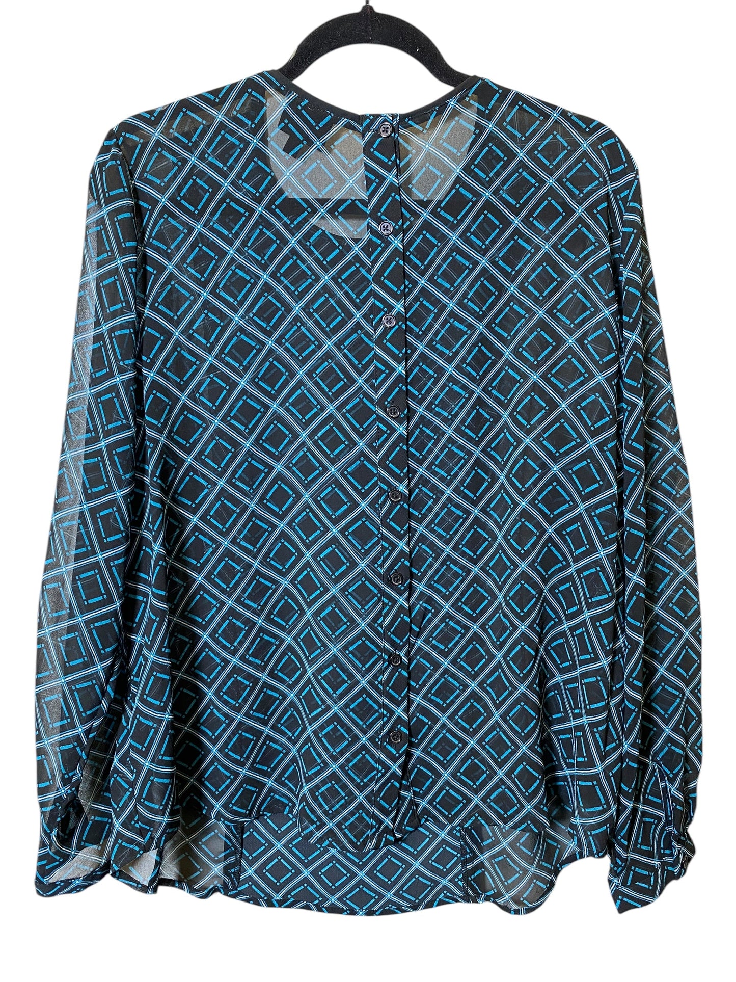 Top Long Sleeve By Who What Wear In Black & Blue, Size: Xl