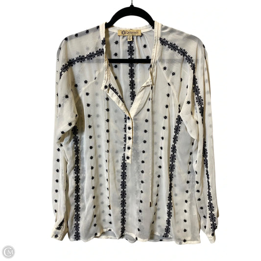 Top Long Sleeve By Democracy In Black & Cream, Size: S