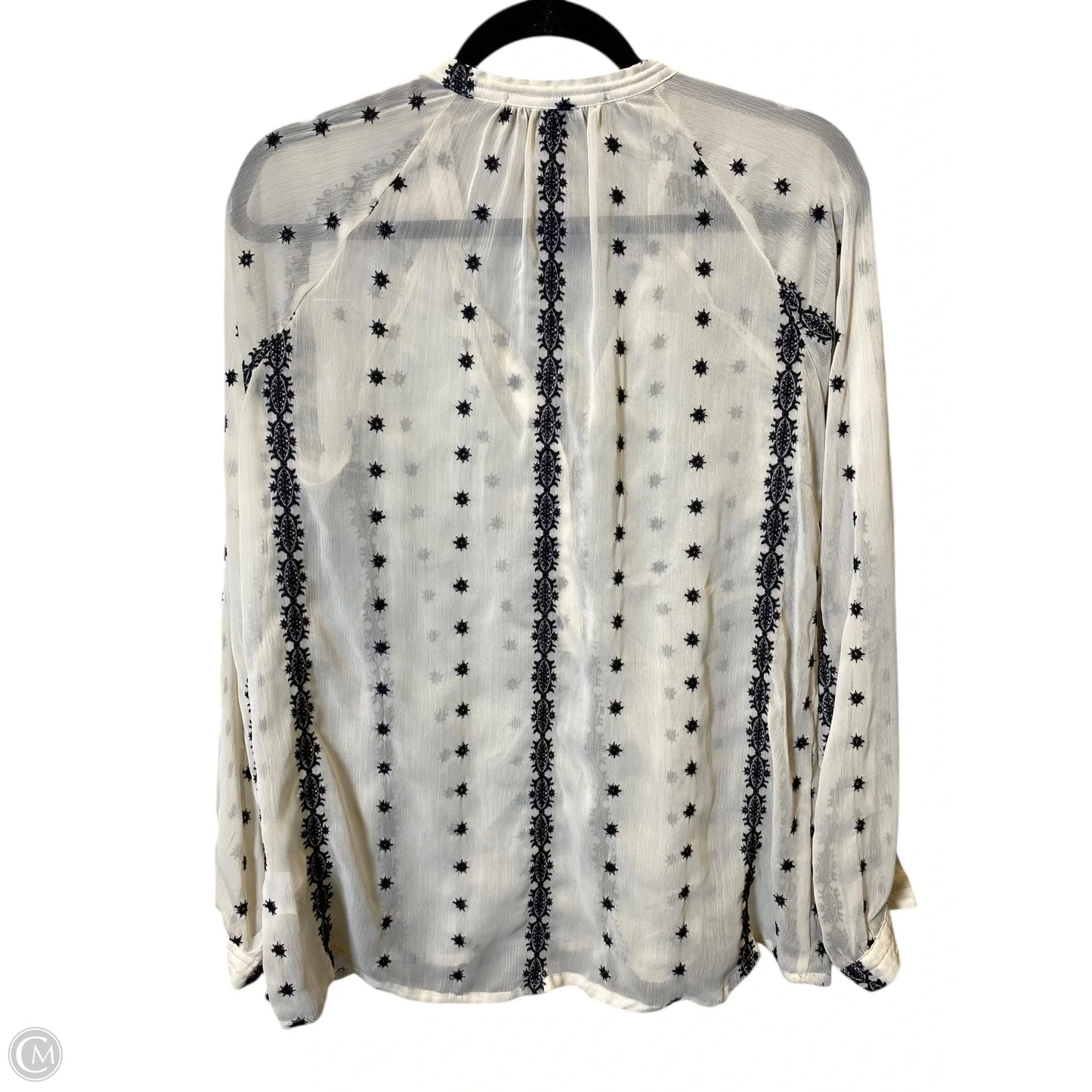 Top Long Sleeve By Democracy In Black & Cream, Size: S