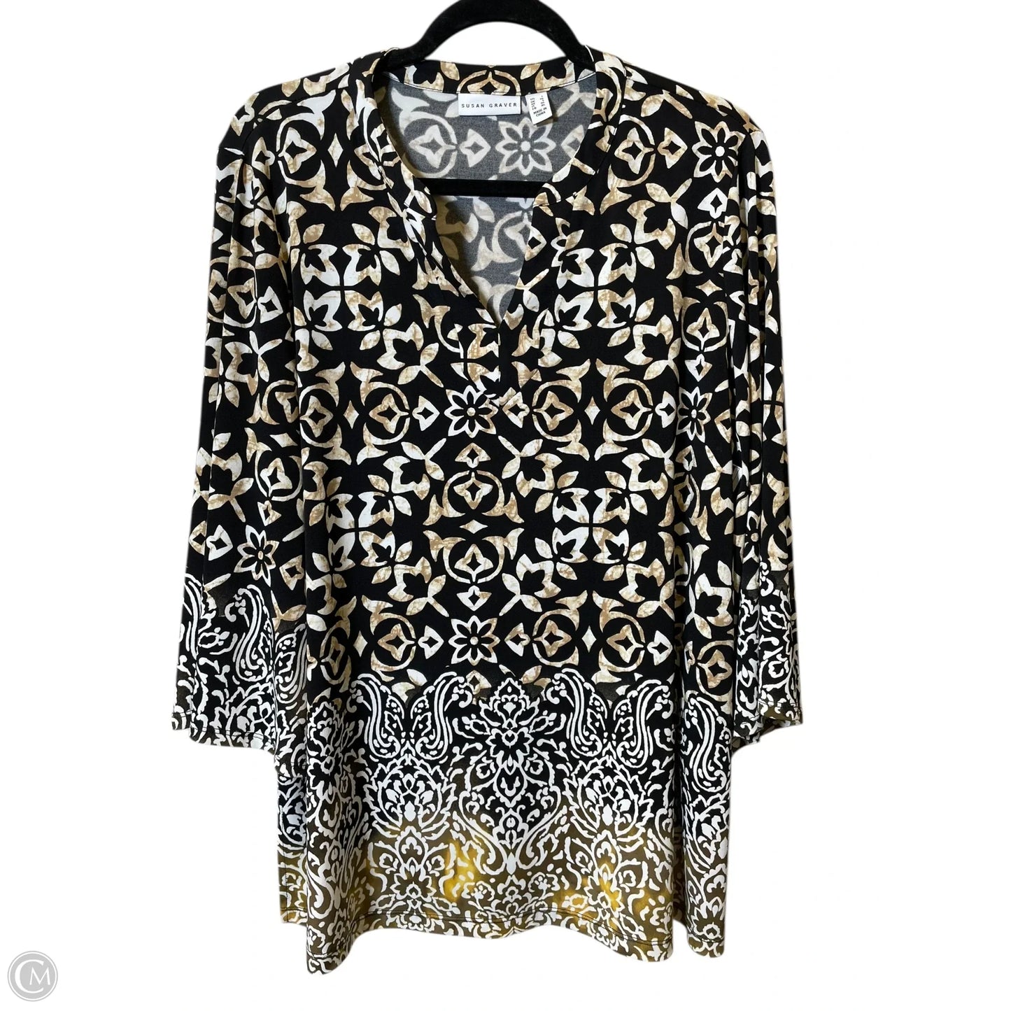 Top 3/4 Sleeve By Susan Graver In Multi-colored, Size: L