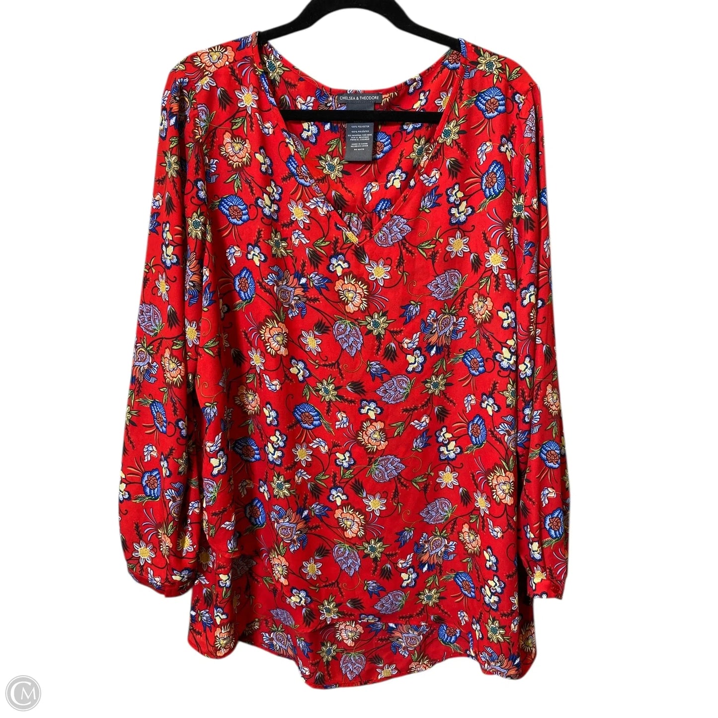 Top Long Sleeve By Chelsea And Theodore In Floral Print, Size: Xxl