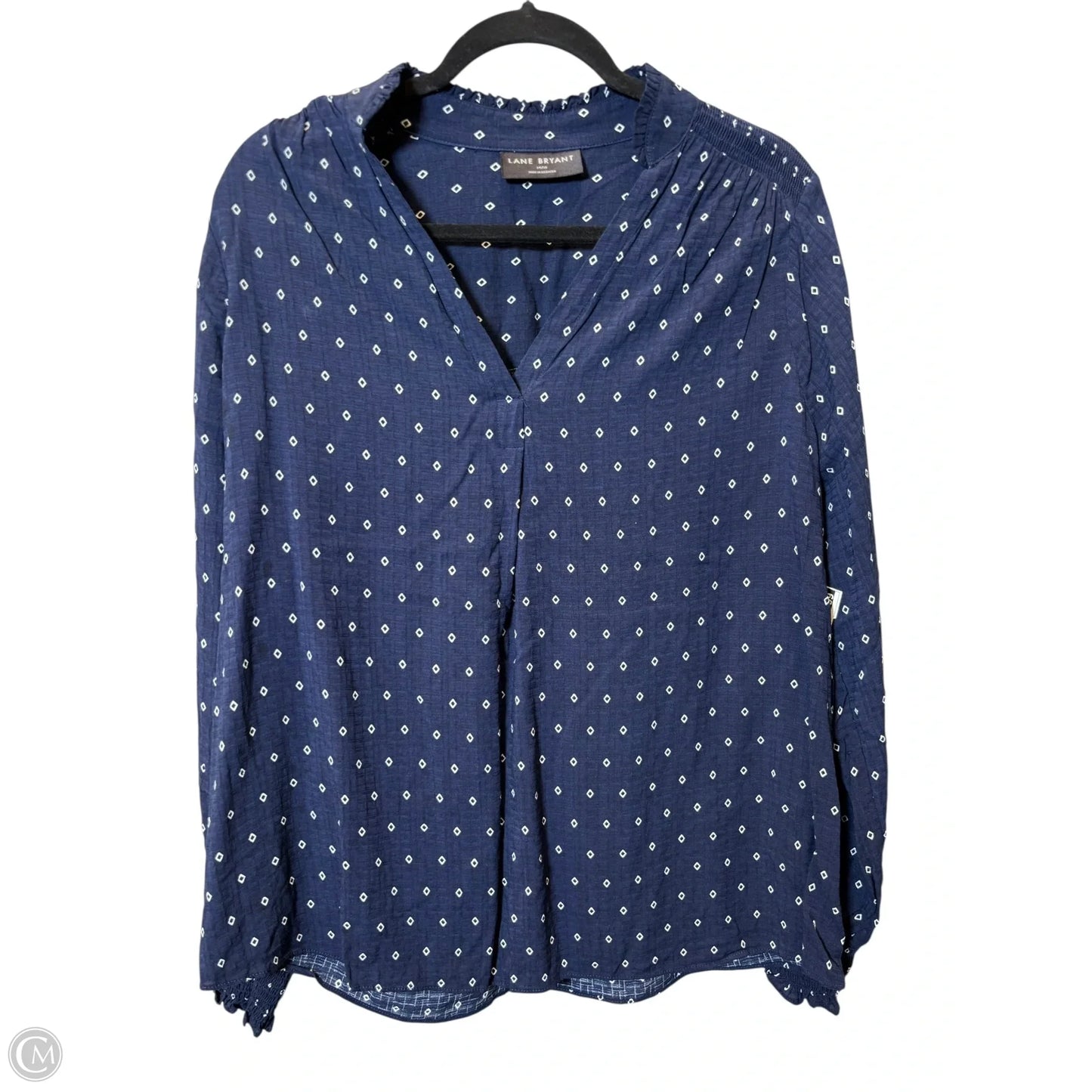 Top Long Sleeve By Lane Bryant In Blue & White, Size: Xl