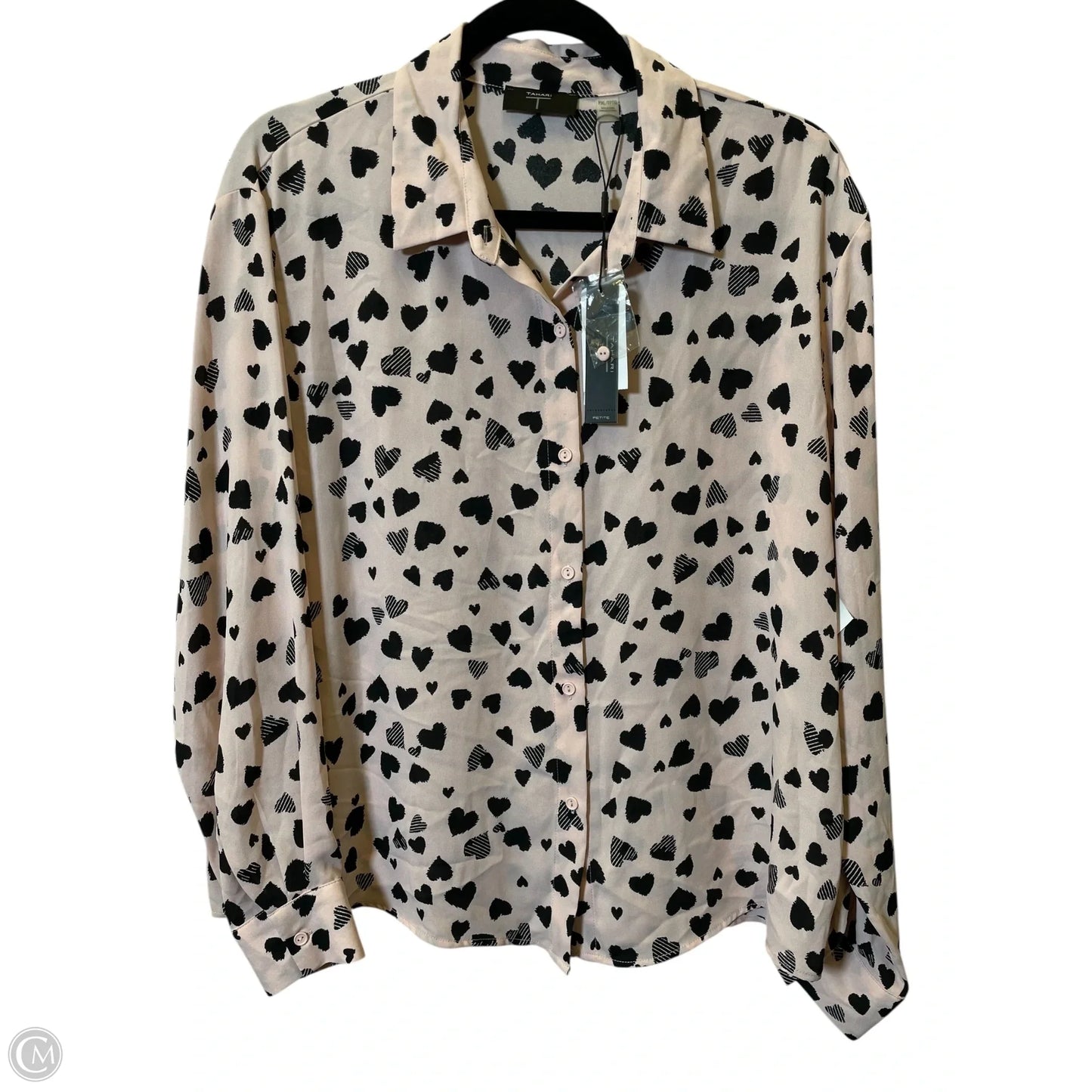 Top Long Sleeve By Tahari By Arthur Levine In Black & Pink, Size: Xlp